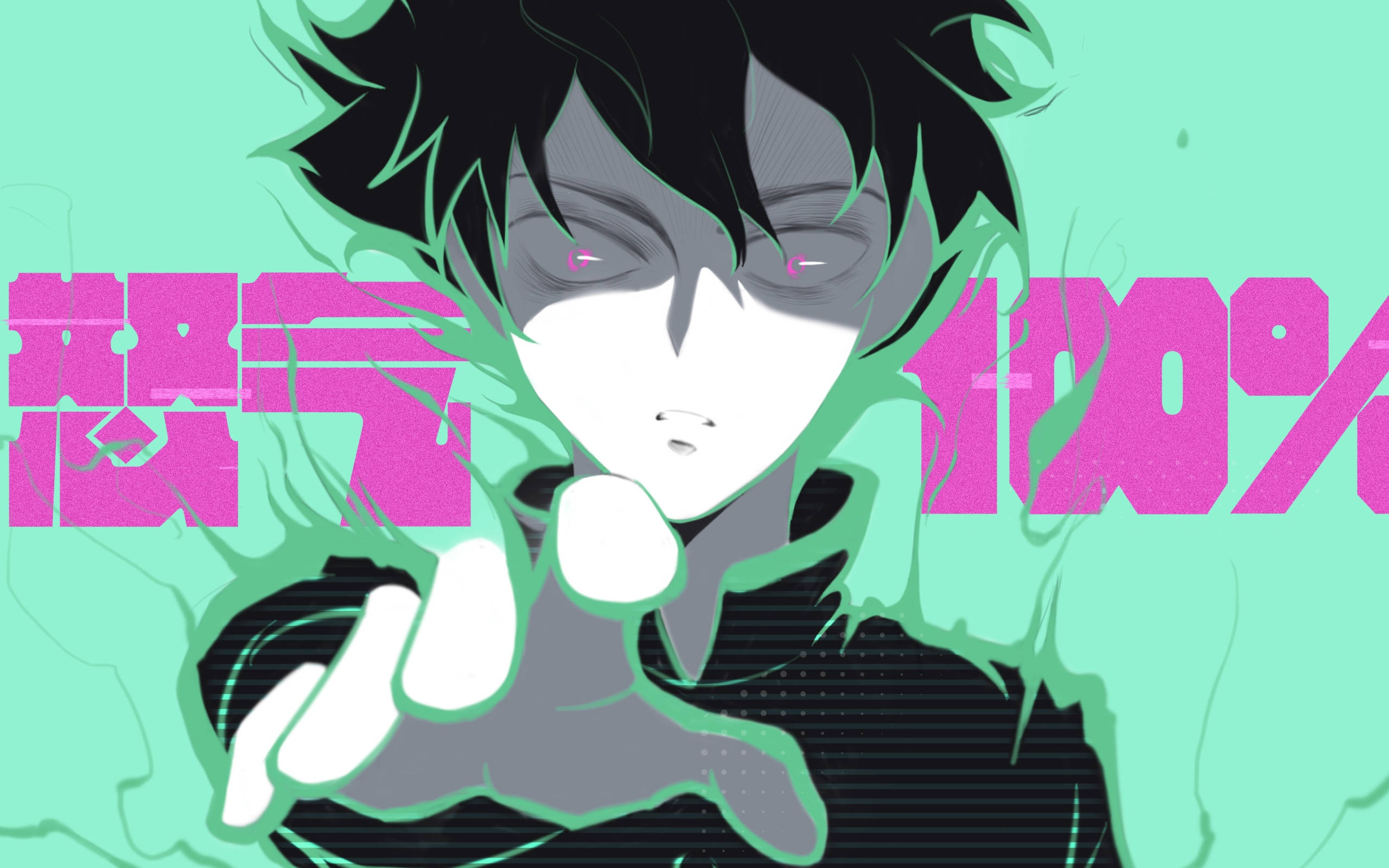 A Character With A Black Hair And Pink Eyes Background