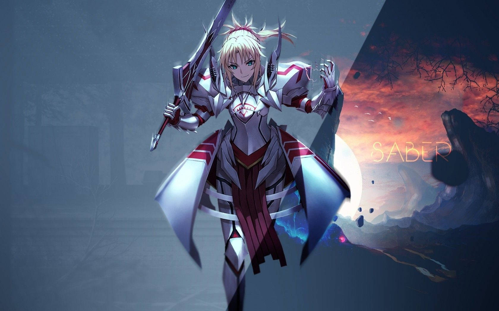 A Female Character With A Sword In Front Of A Dark Background Background