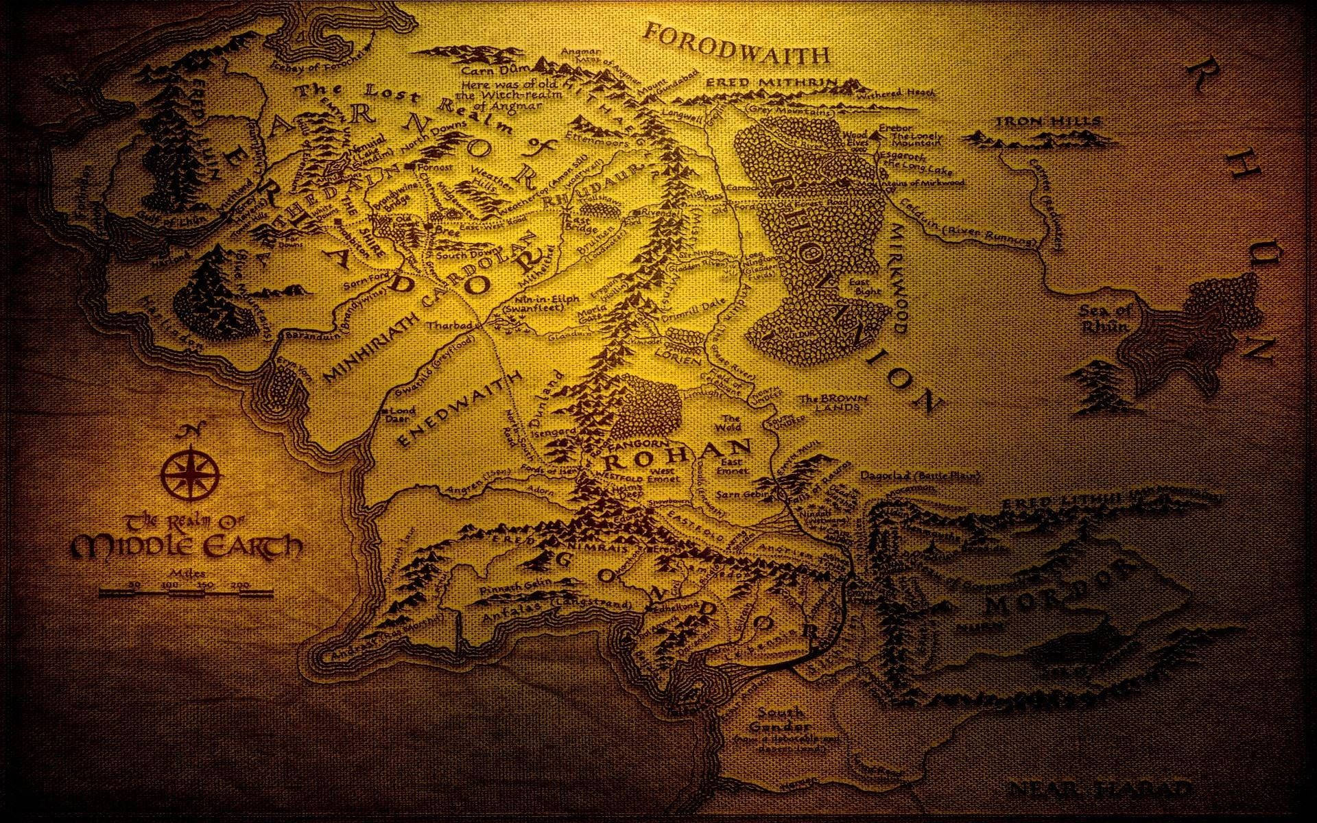 A Map Of The Lord Of The Rings Background