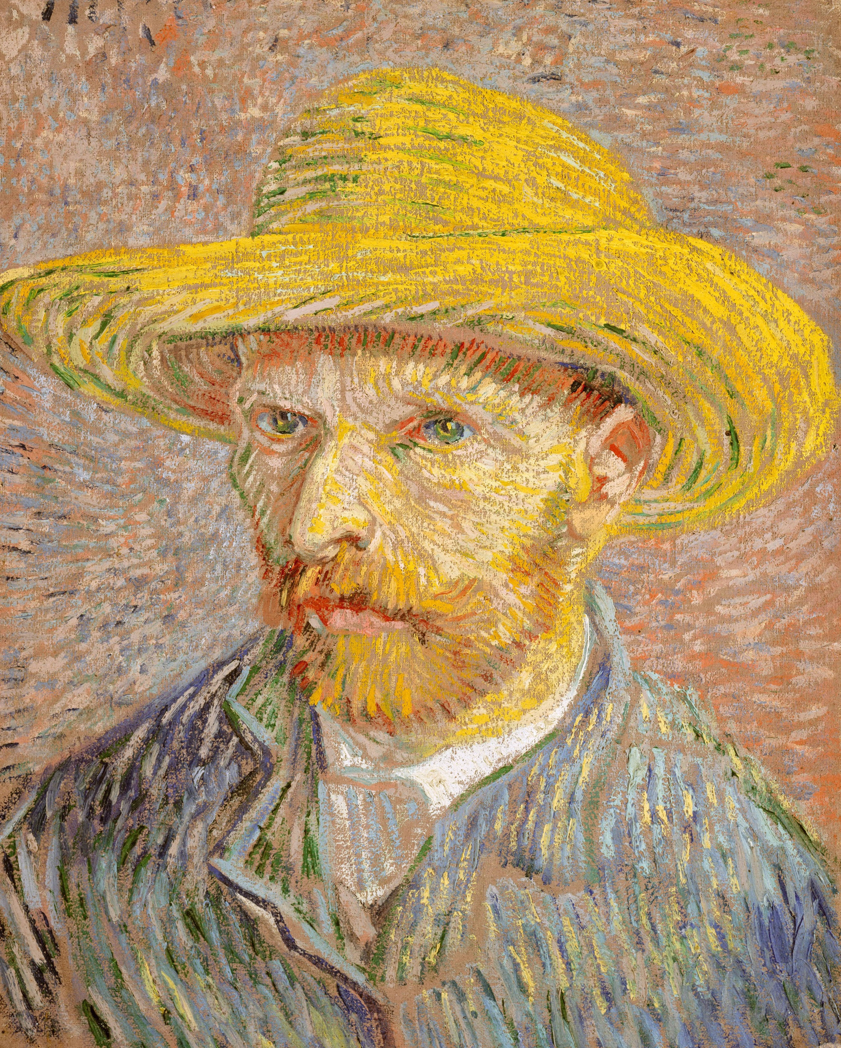 A Painting Of A Man With A Yellow Hat Background