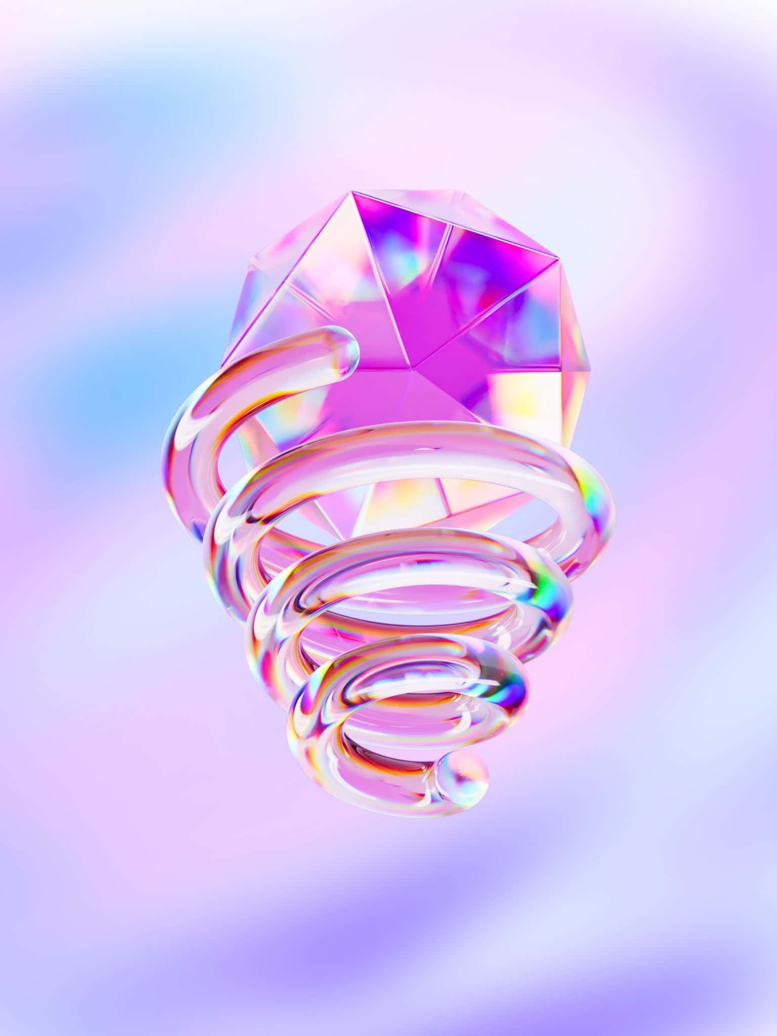 A Pink And Purple Spiral Ring On A Blue Background Background