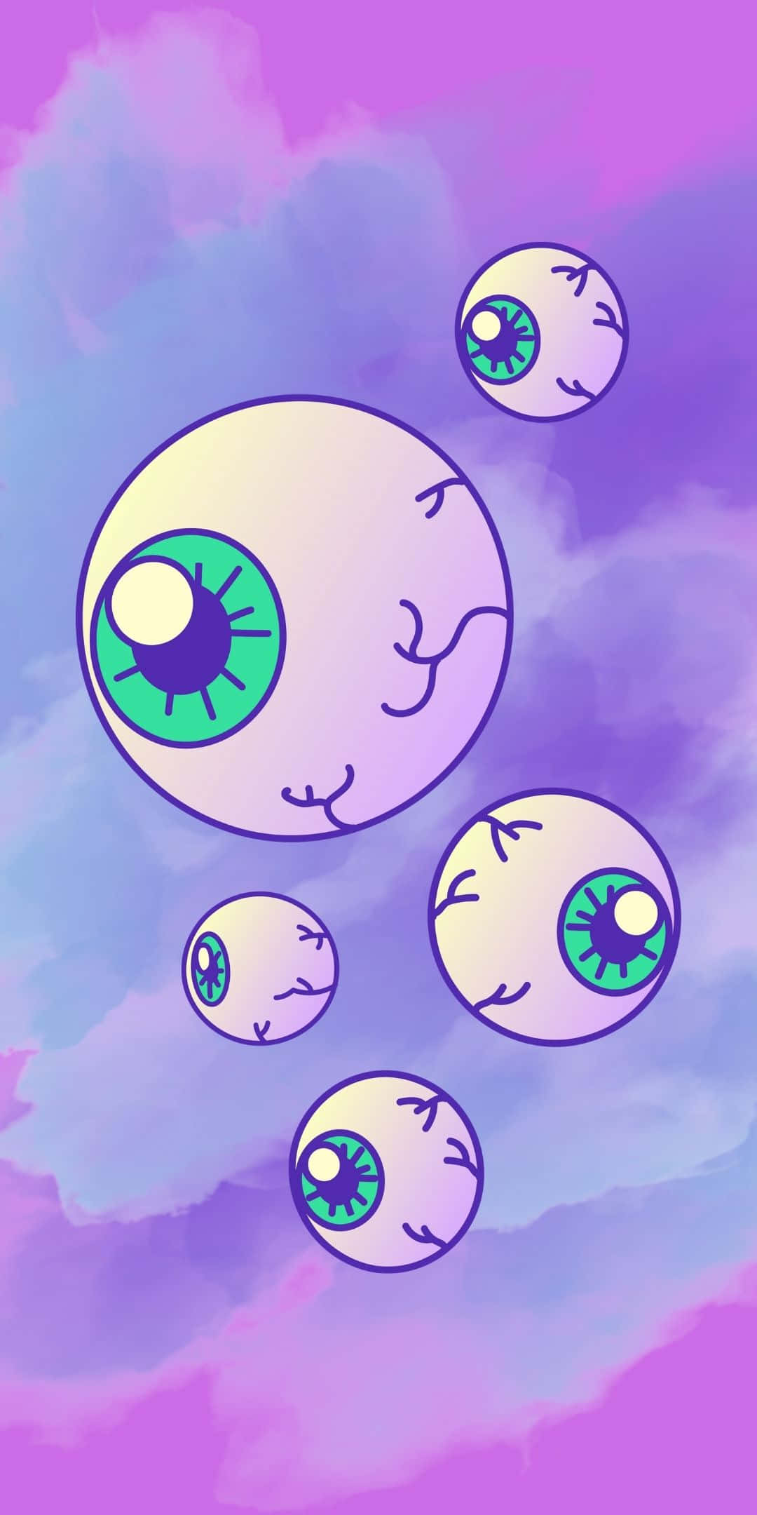 A Purple Background With A Bunch Of Eyes In The Sky Background