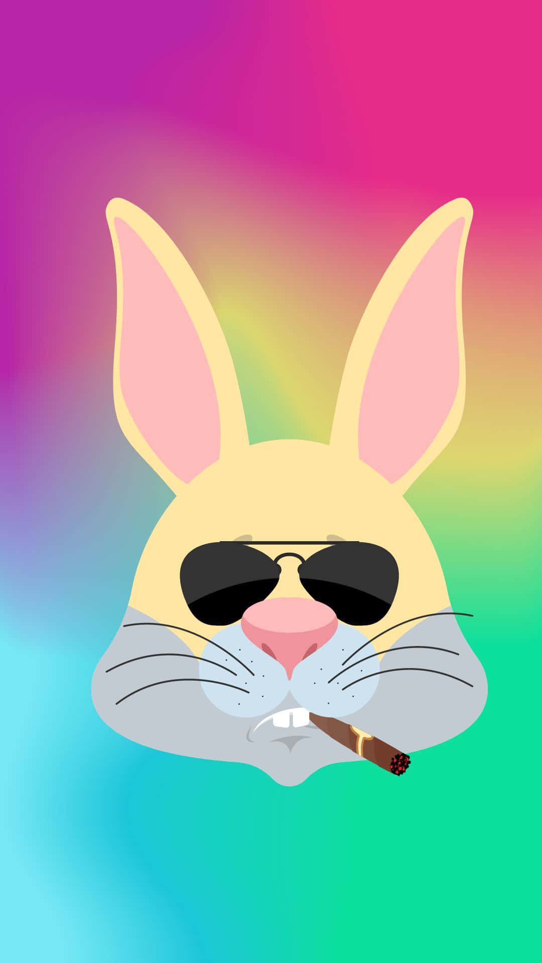 A Rabbit Wearing Sunglasses And Smoking A Cigarette On A Colorful Background Background