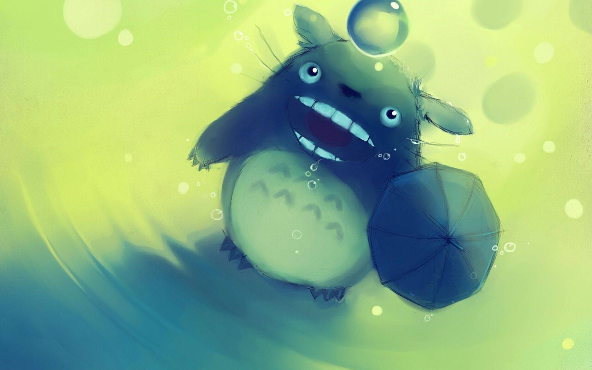 Abstract Totoro With Bubbles Background