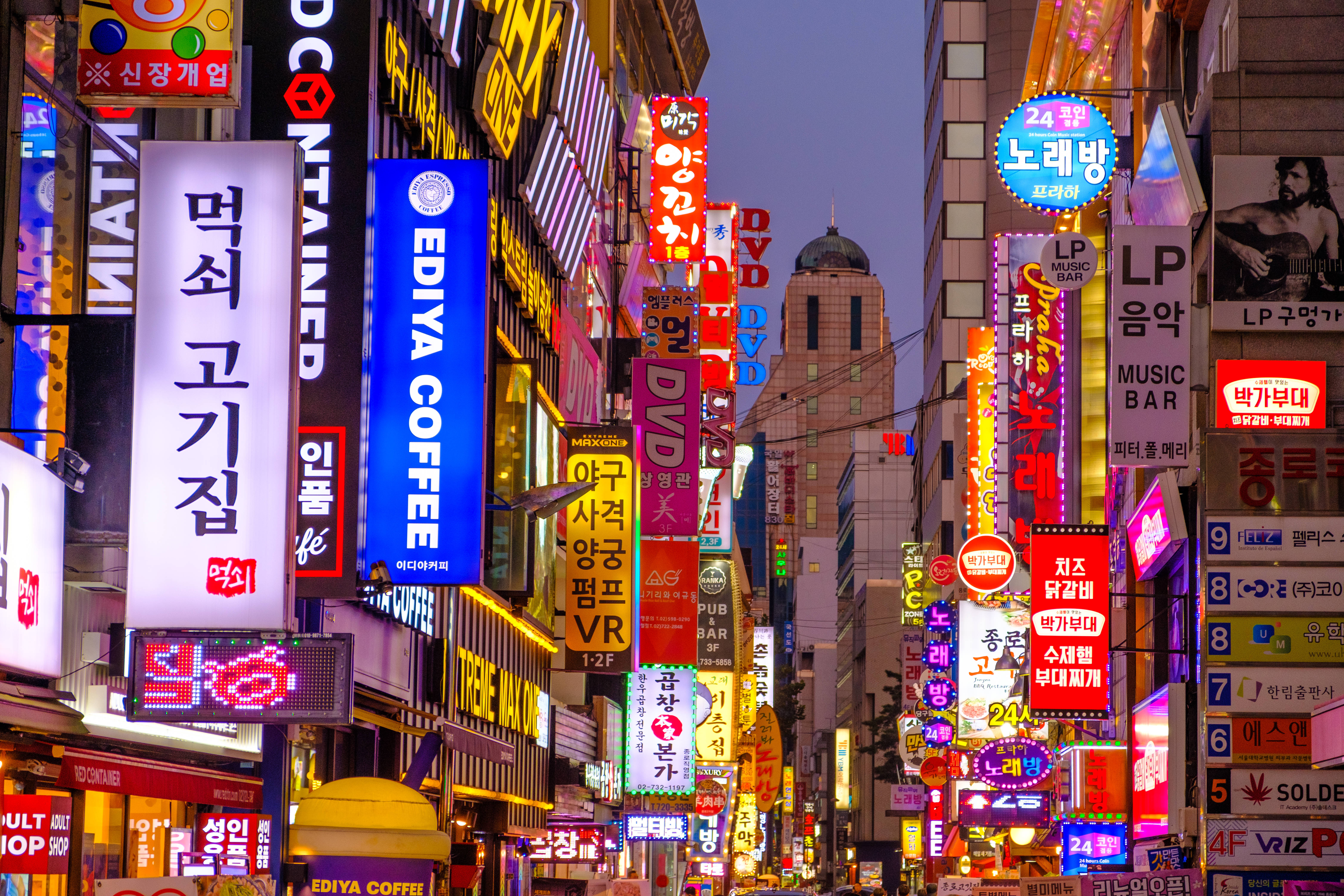 Aesthetic Seoul Shop Signs Background