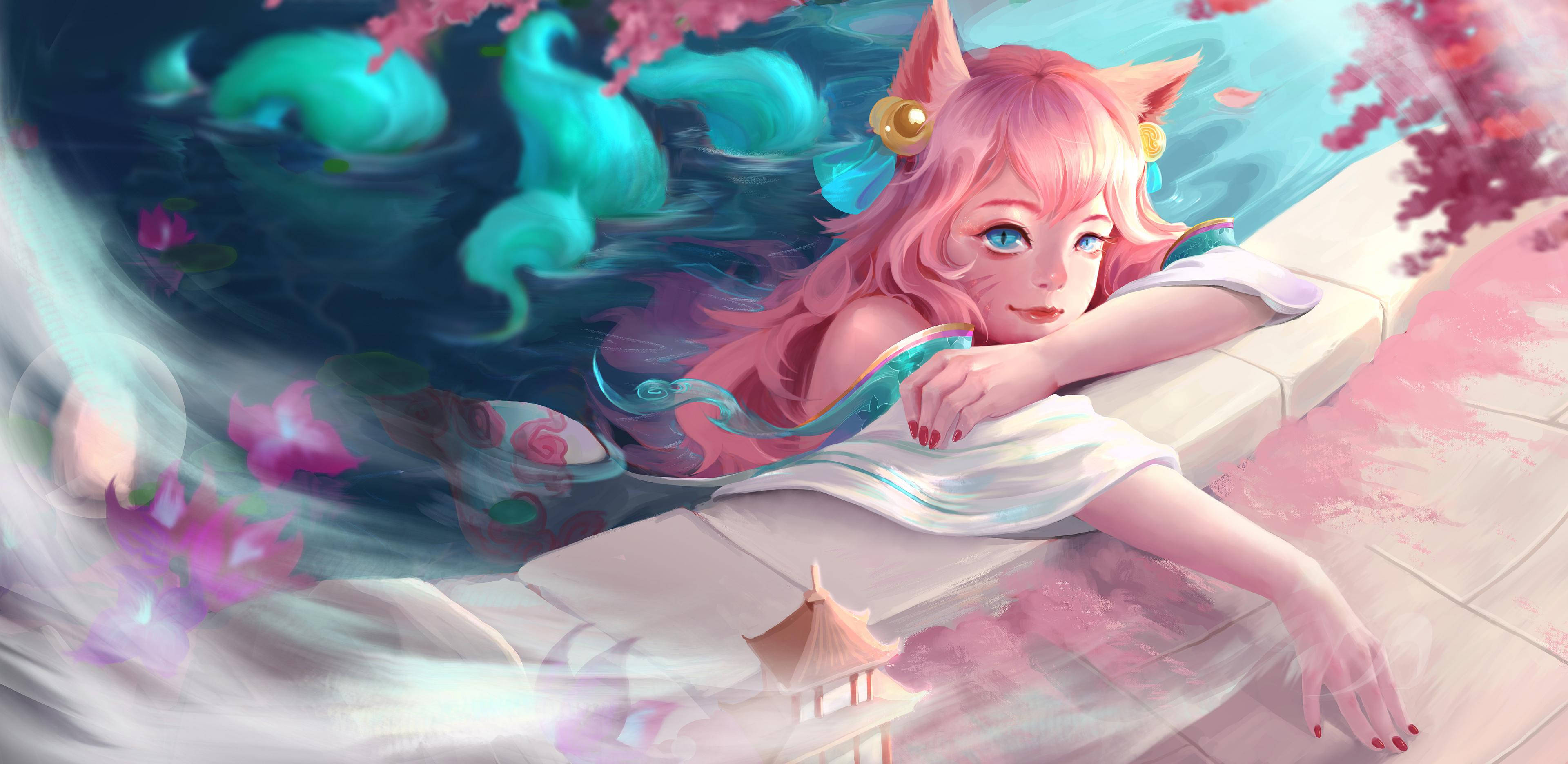 Ahri In Light Colors Background