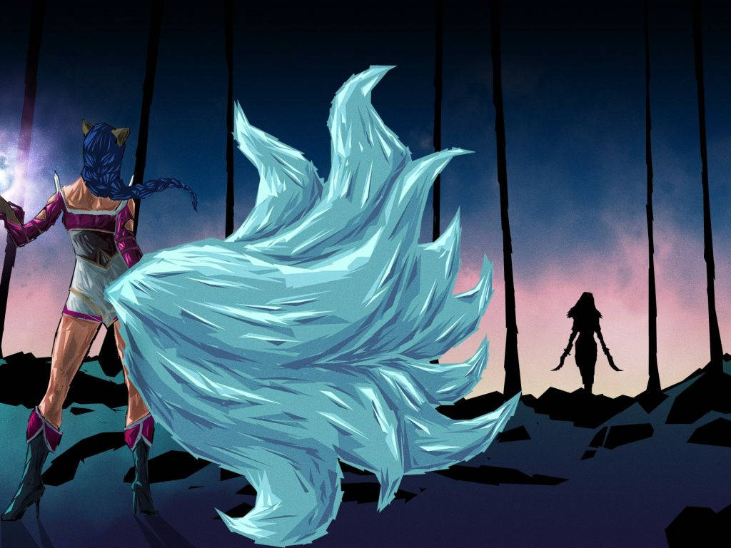 Ahri Turquoise Tail Background