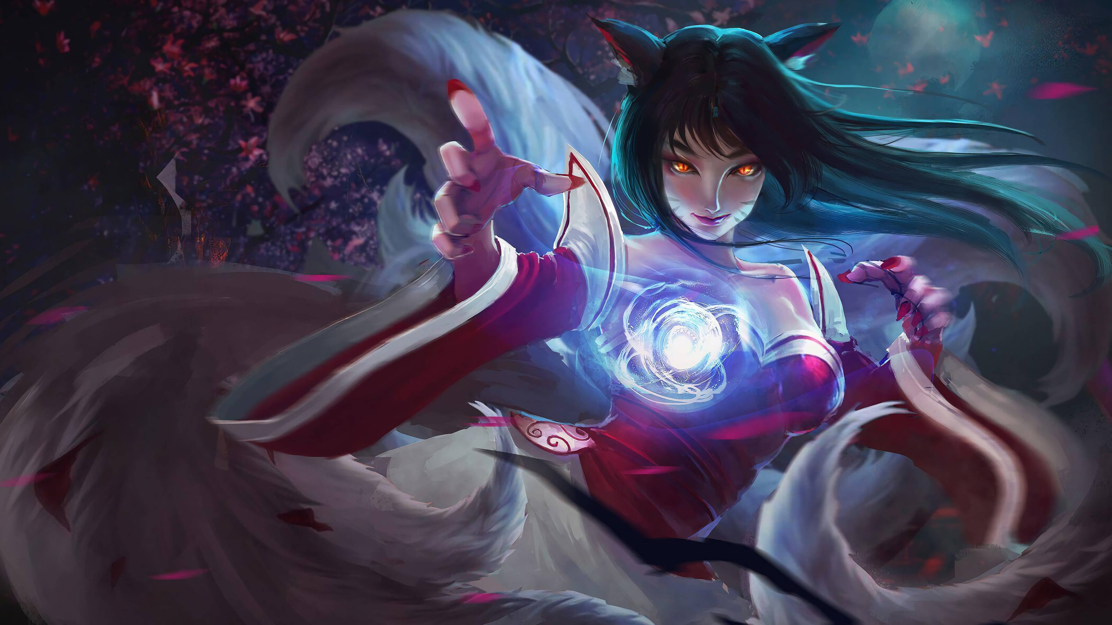 Ahri Wearing Red Background