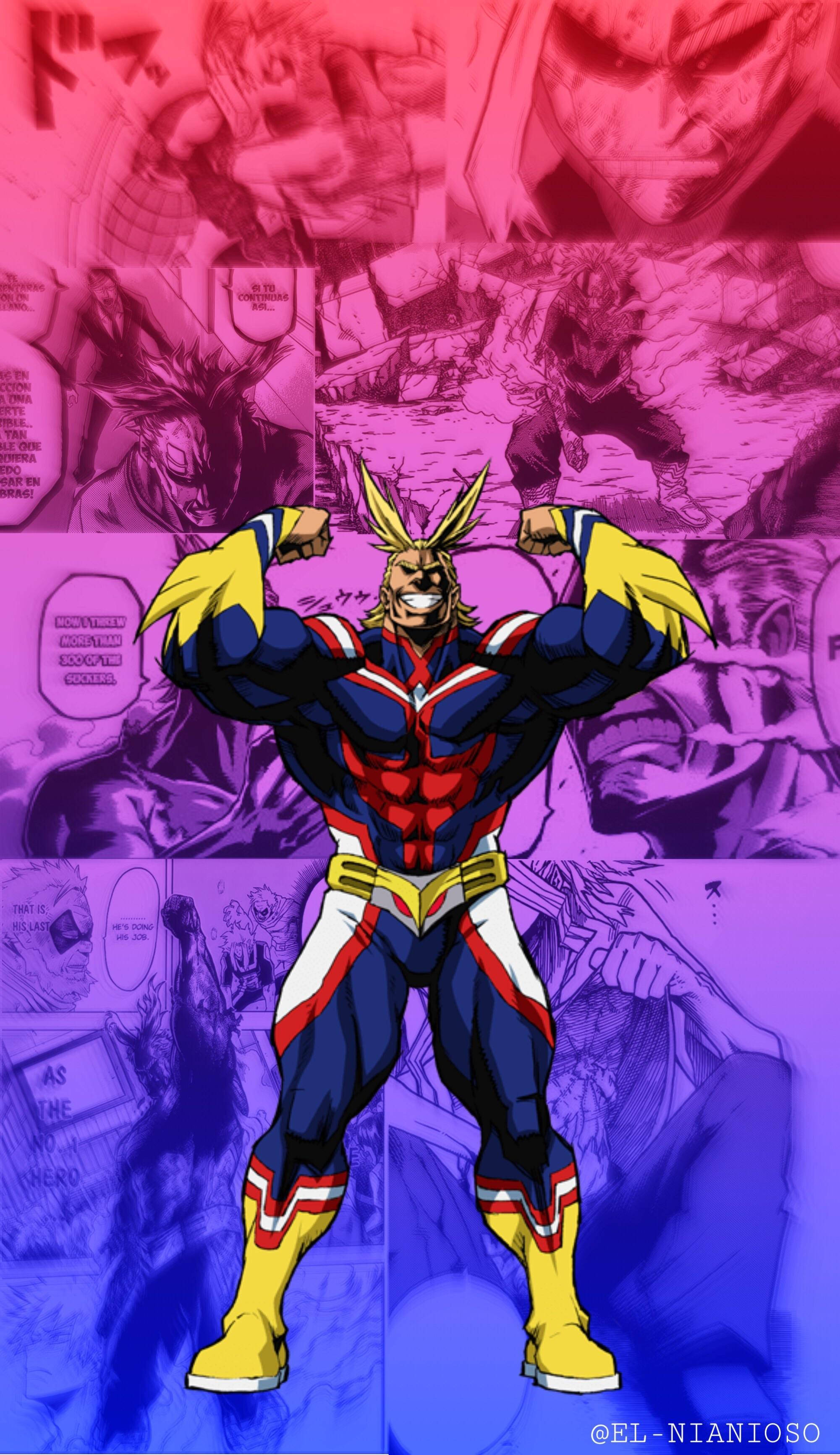All Might Flexing His Muscles Background