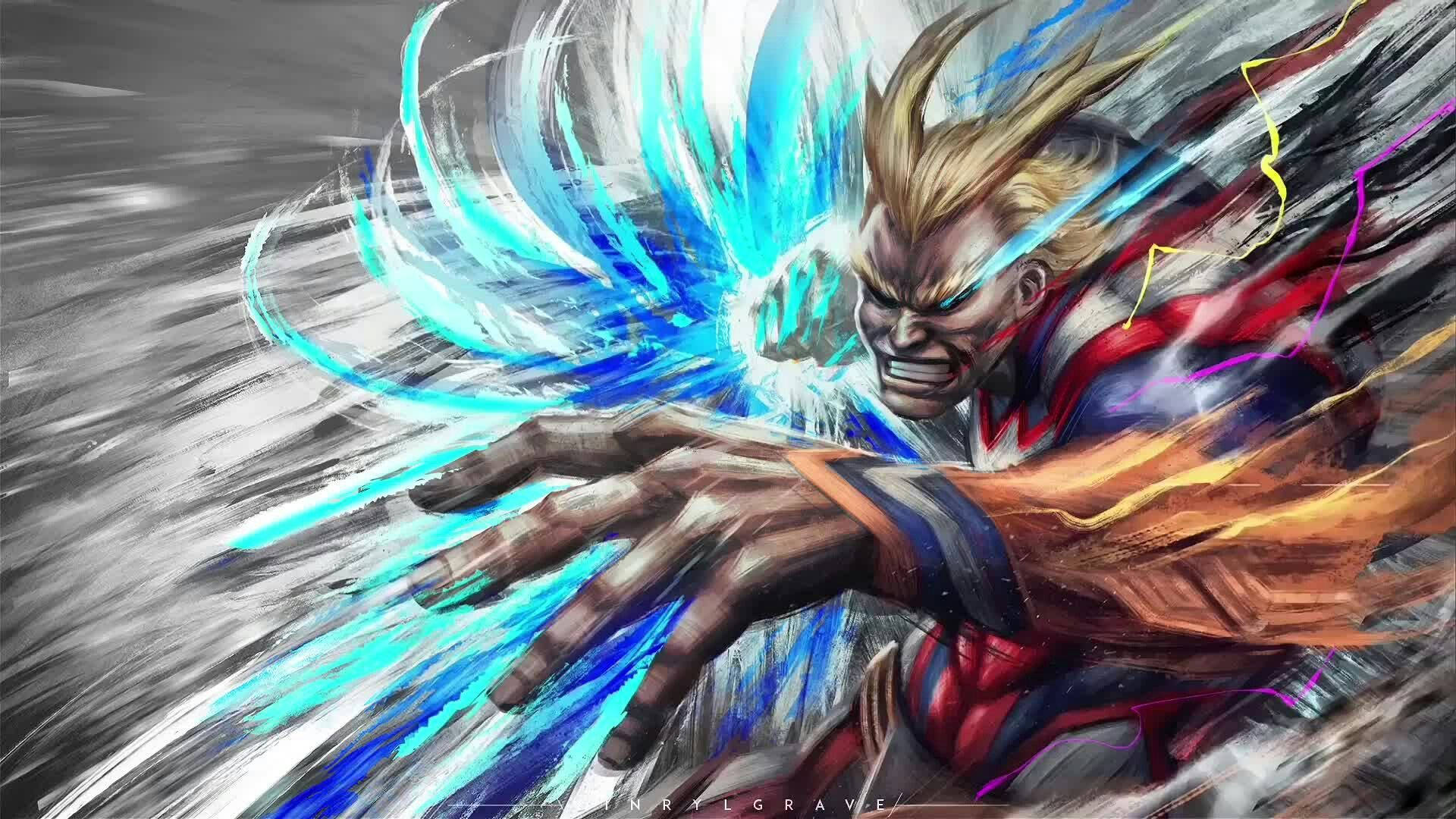 All Might Throwing Punch Fanart Background