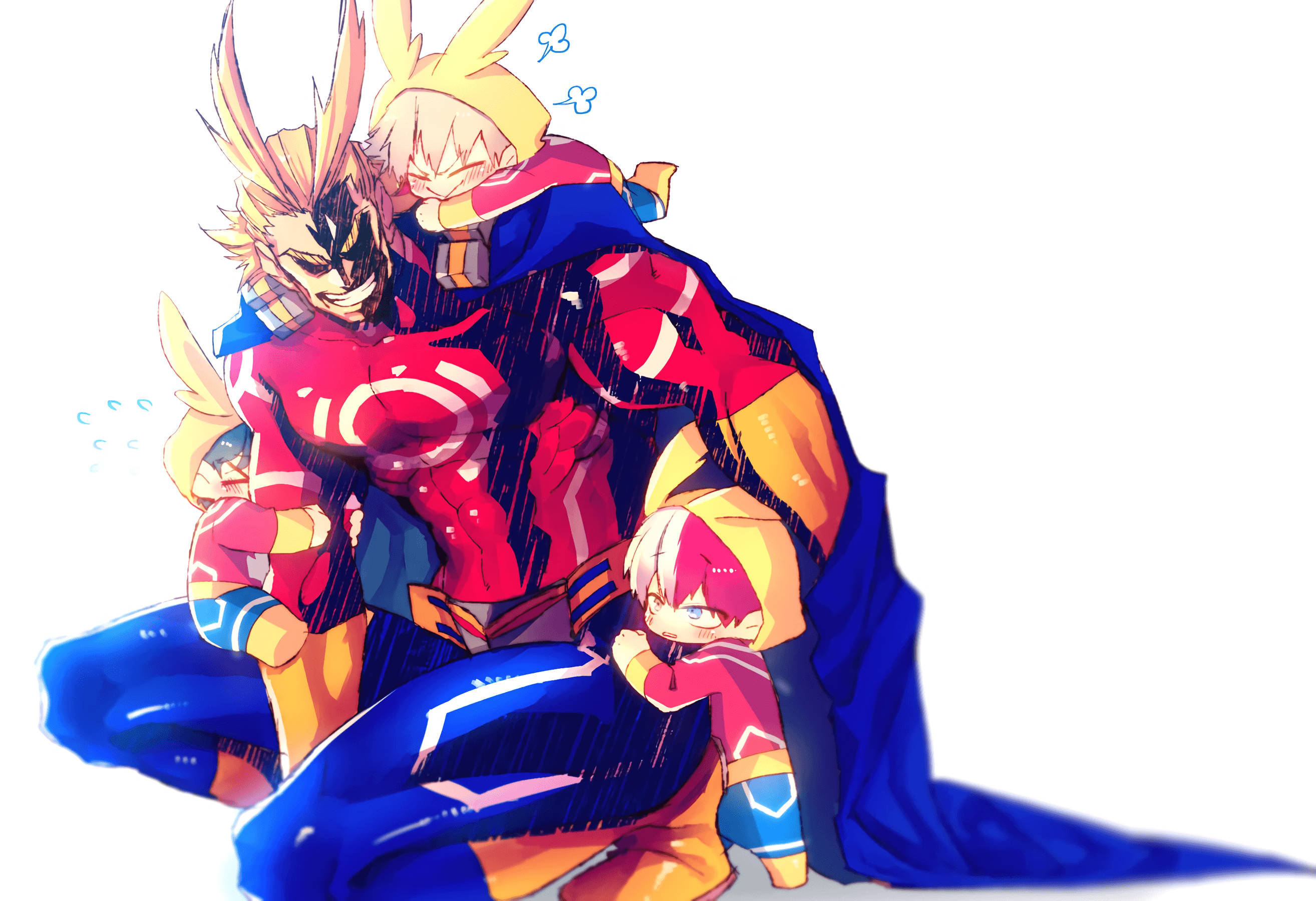 All Might With Little Students Background