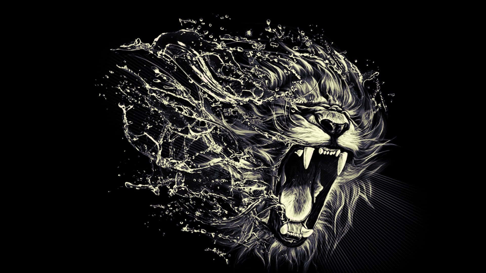 Download Angry Lion Face Water Art Wallpaper | Wallpapers.com