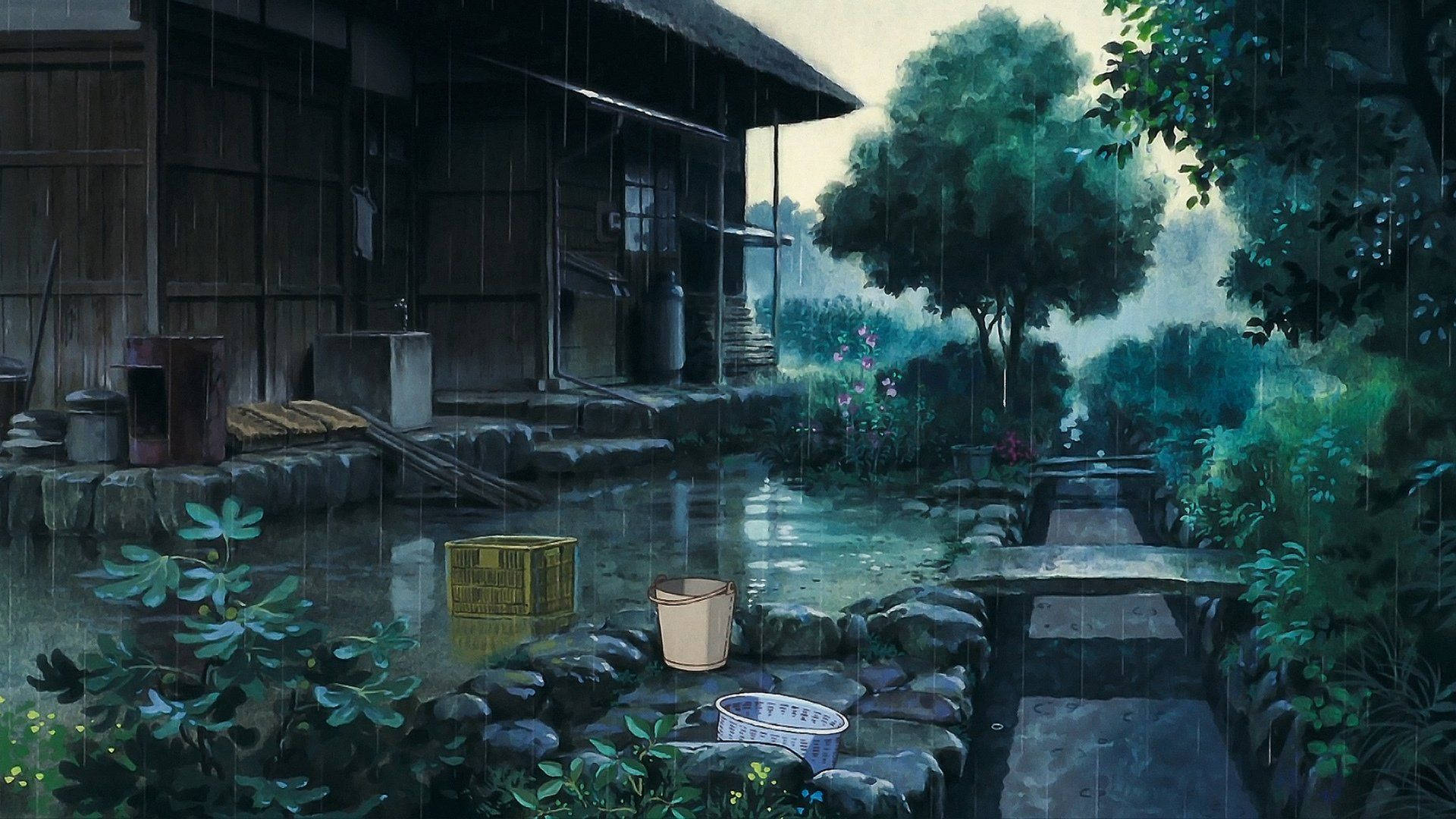 Animated Rainy Lo Fi House Background