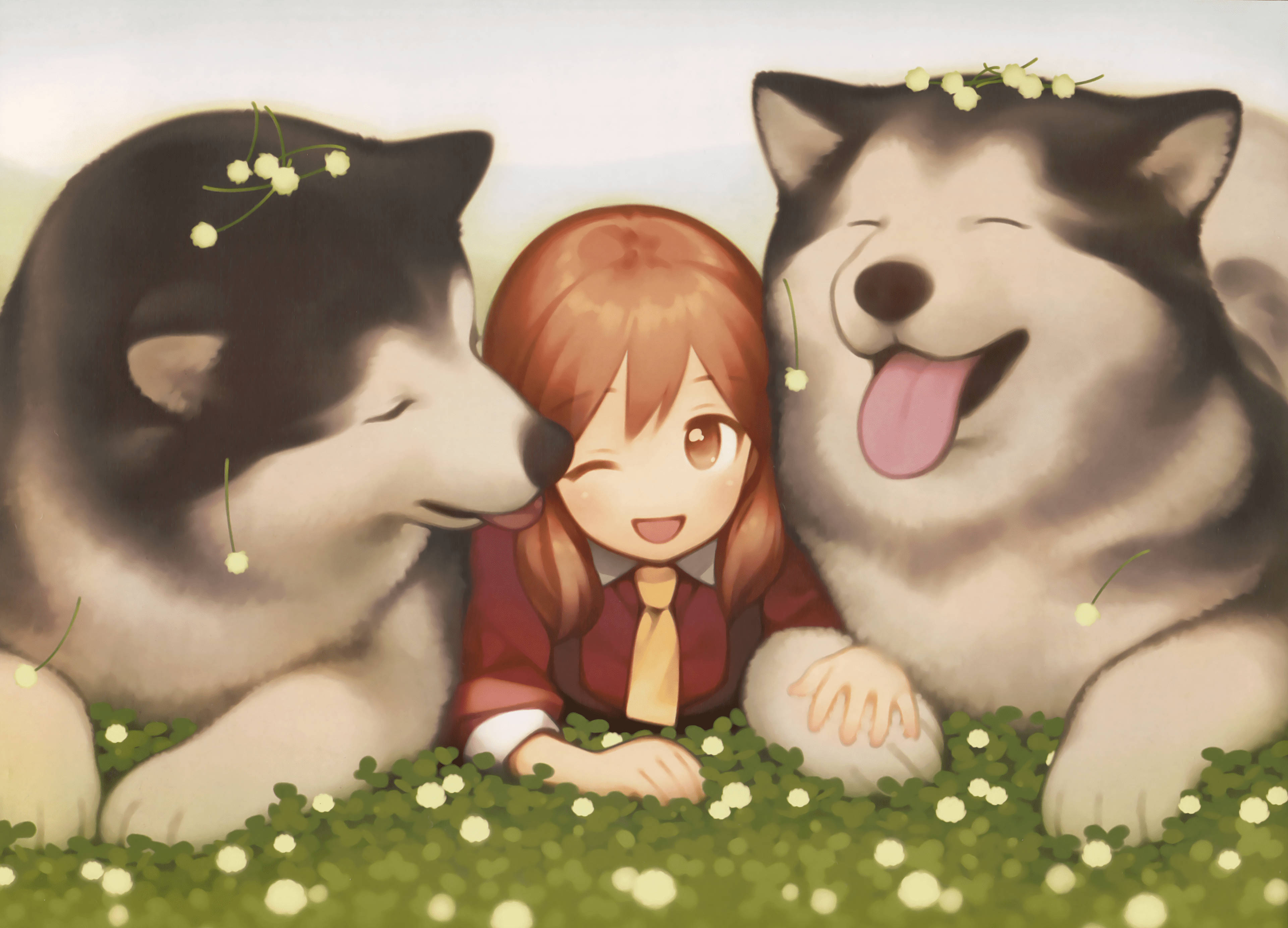 Download Anime Dog Alaskan Malamute Wallpaper | Wallpapers.com