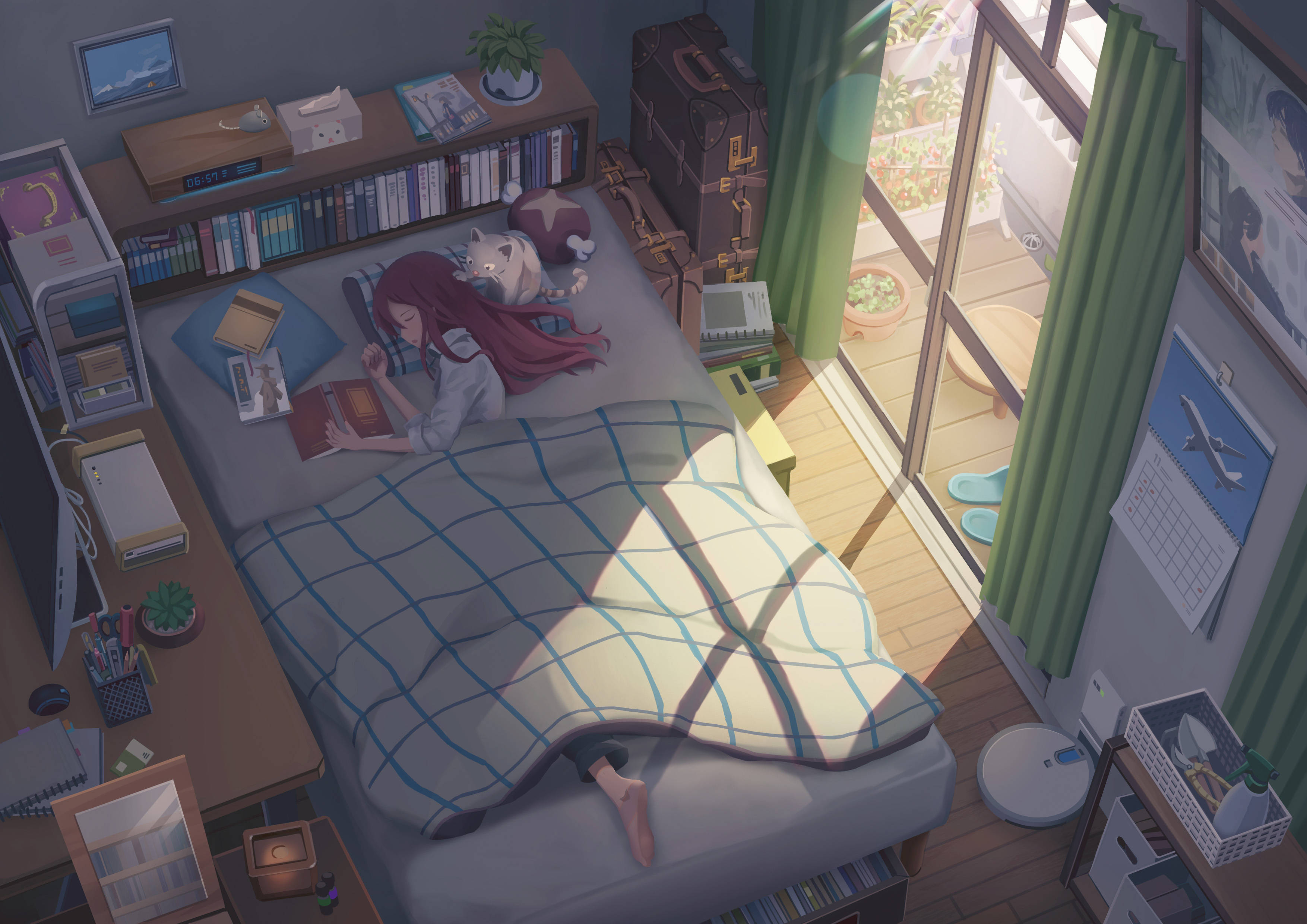 Download Anime Girl Sleeping In Her Bedroom Wallpaper 