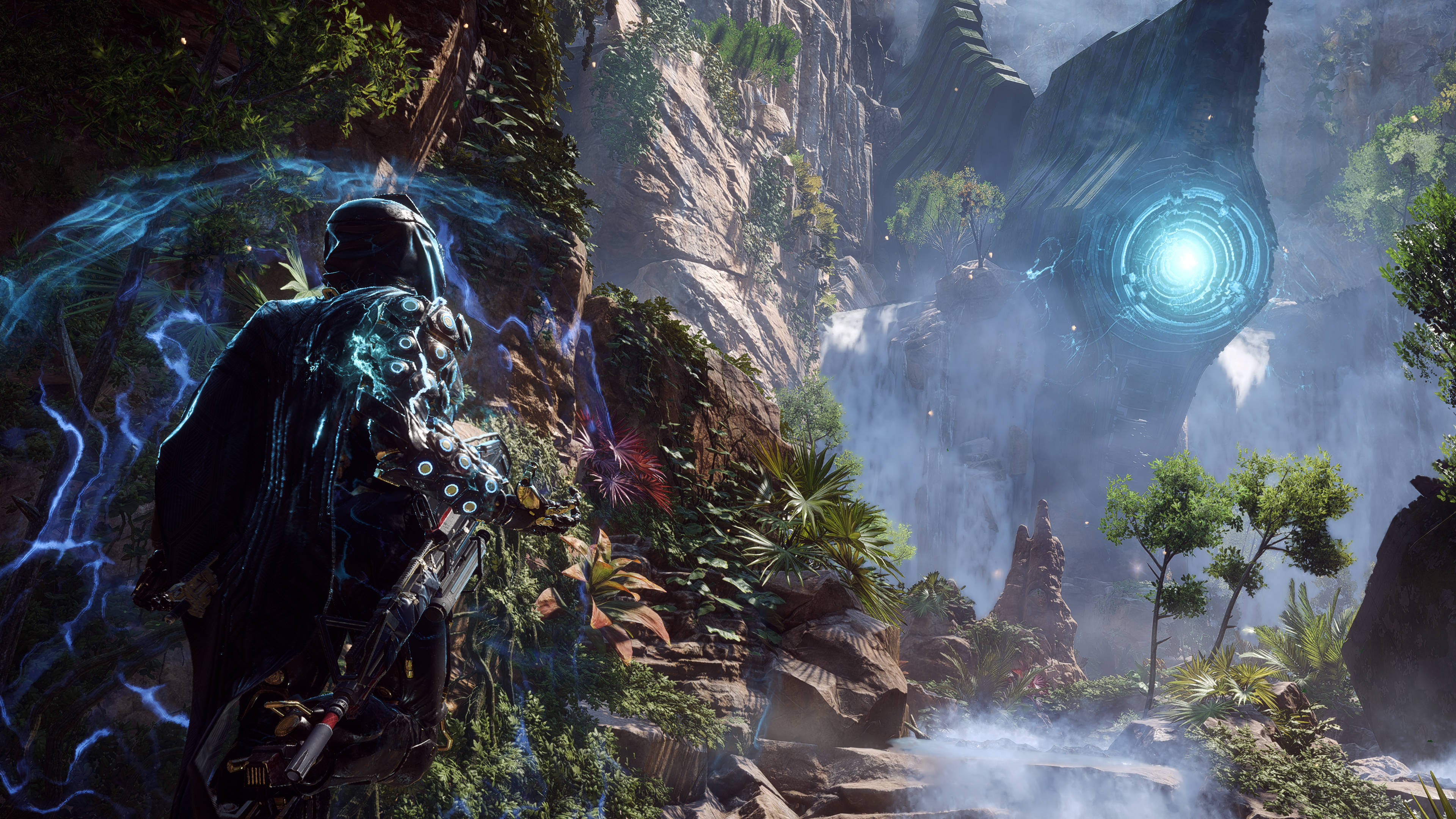 Download Anthem 4k Mountainside Game Scene Wallpaper | Wallpapers.com