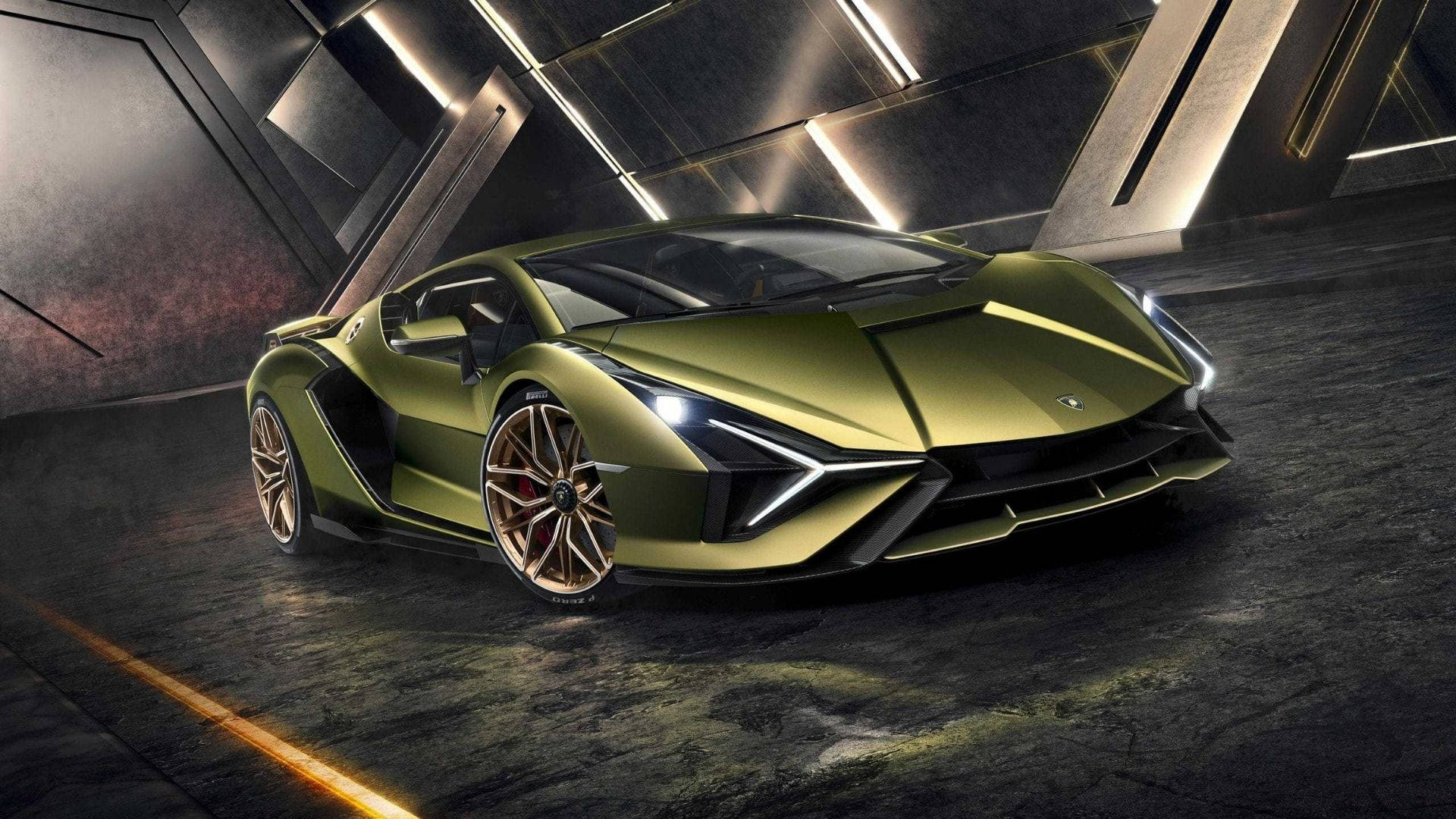 Army Green Lamborghini Aventador Background