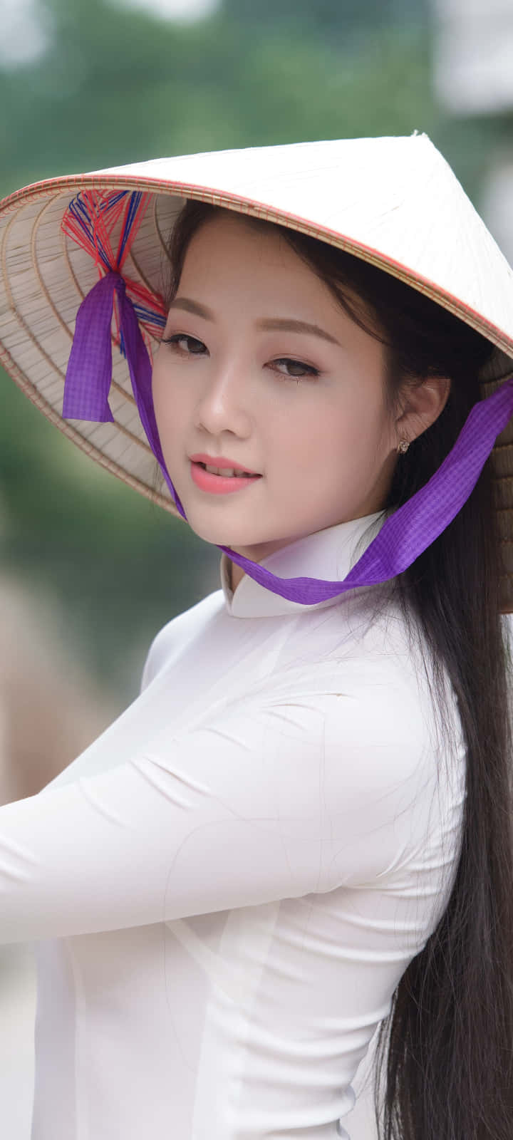 Download Asian In White Dress Wallpaper