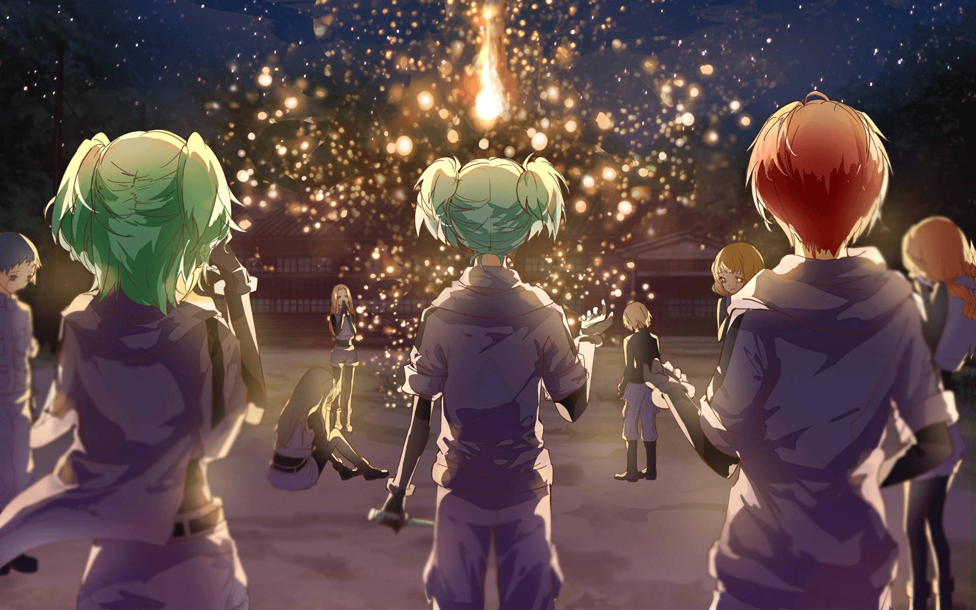 Assassination Classroom Firecrackers At Night Background