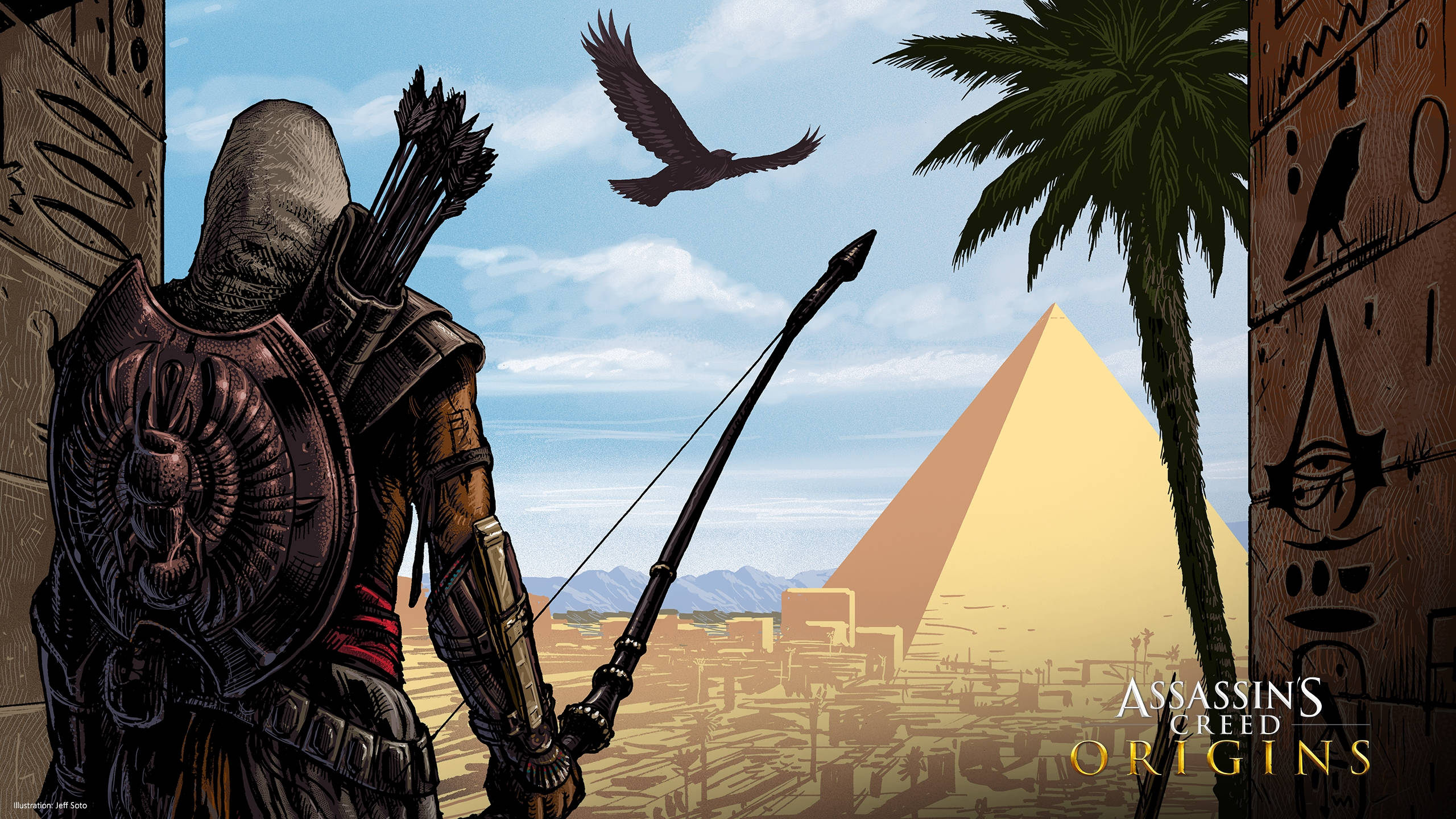 Download Assassins Creed Origins Bayek In The Desert Wallpaper | Wallpapers .com