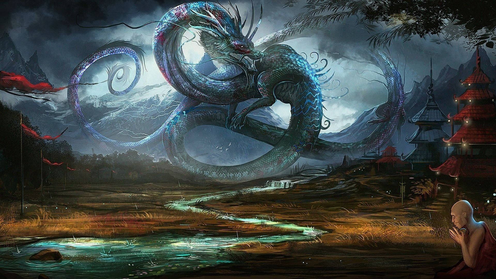 Awesome Ancient Chinese Dragon Fantasy Background