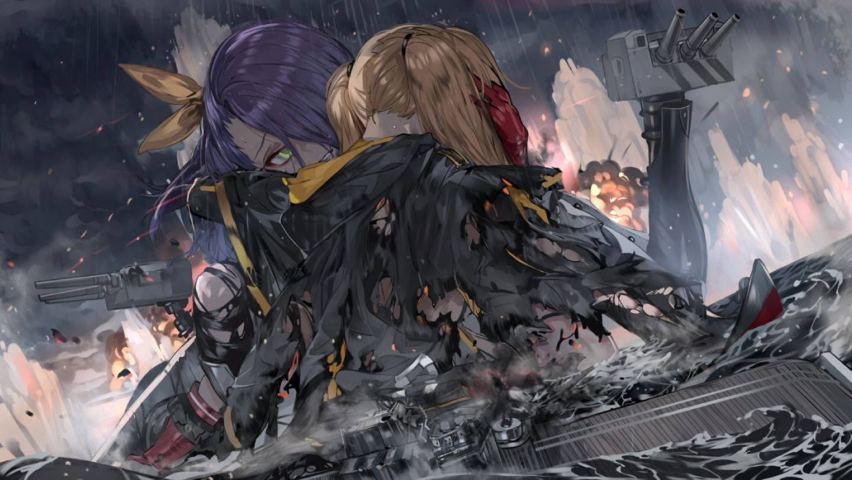 Azur Lane Northampton And Hornet In Storm Background