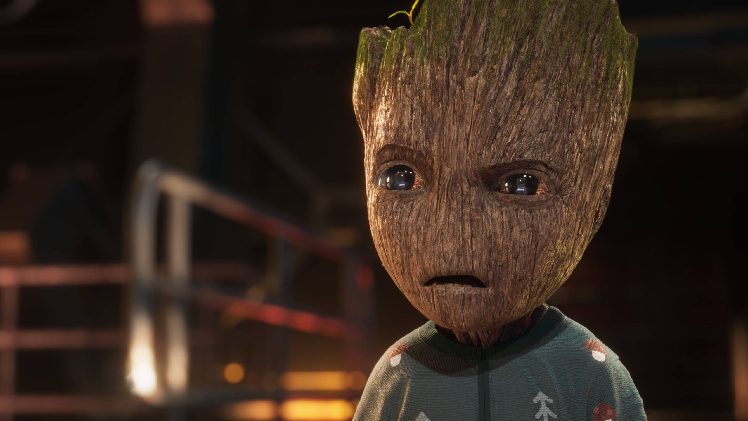 Download Baby Groot Wearing A Christmas Sweater Wallpaper 