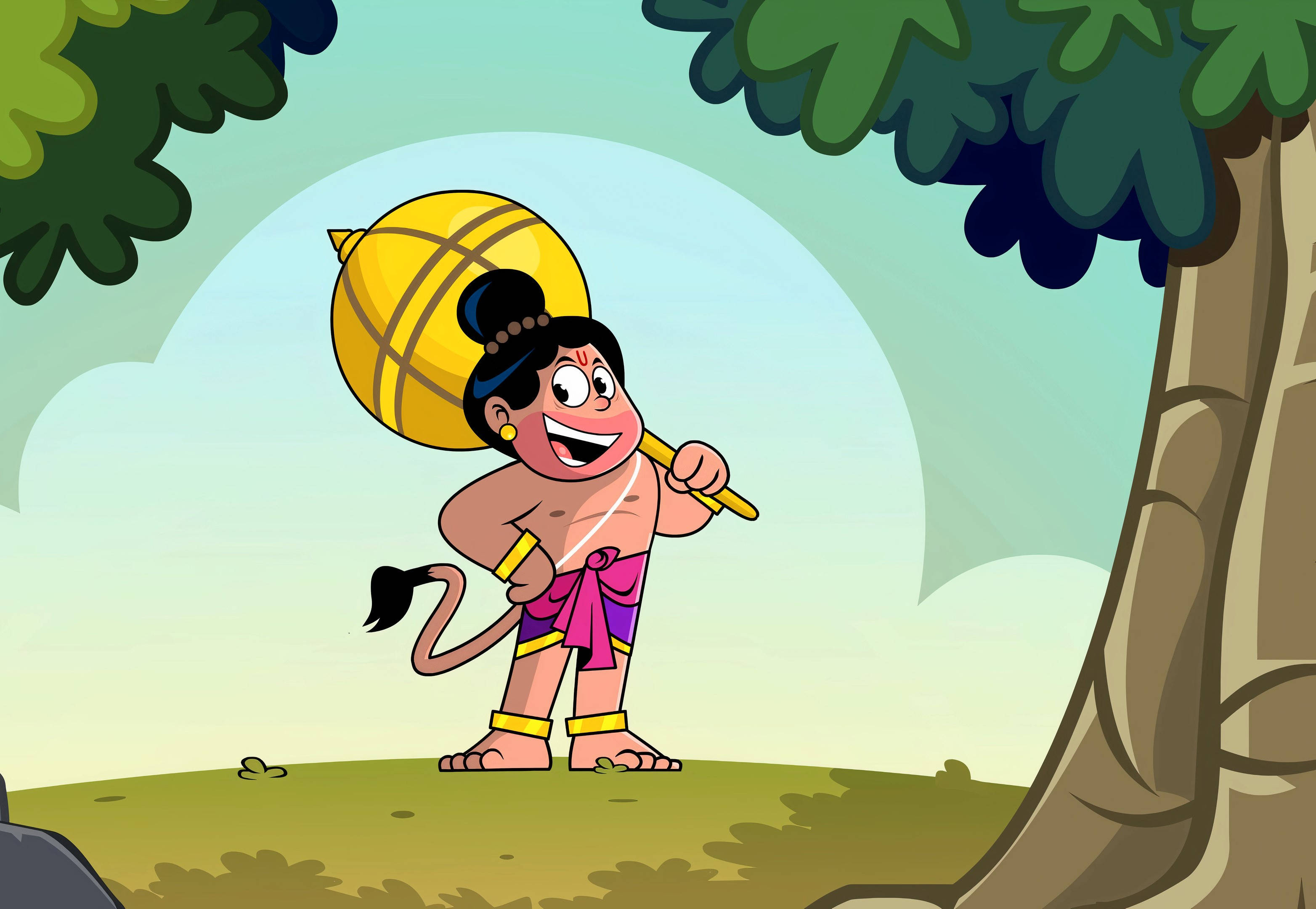 Download Baby Hanuman American Cartoon Style Wallpaper 
