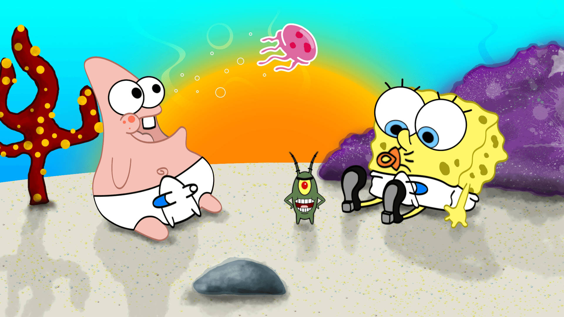 Baby Patrick Star And Spongebob Background