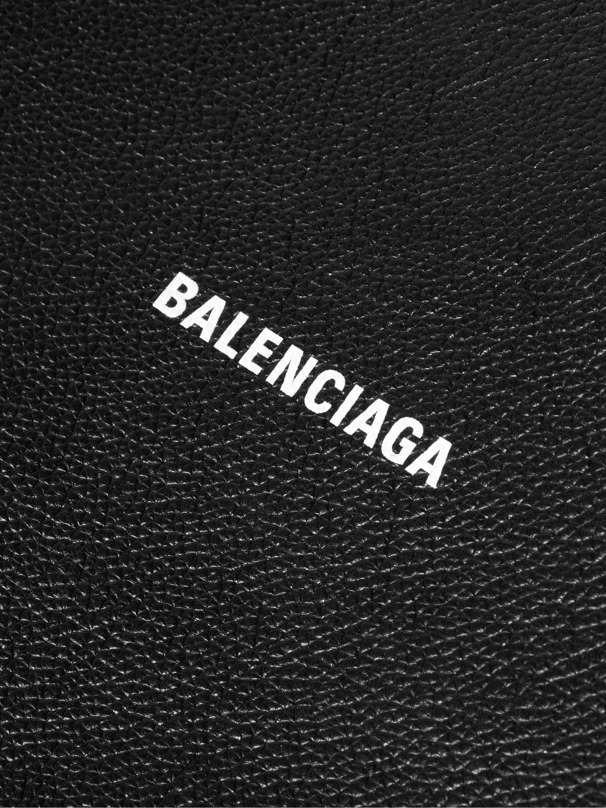 Download Balenciaga Logo On Leather Wallpaper | Wallpapers.com