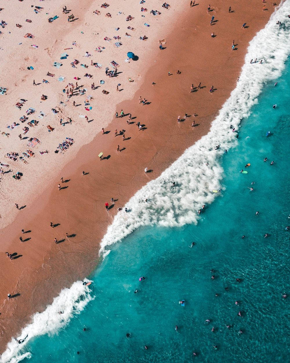 Beach With People Drone Shot Iphone Background