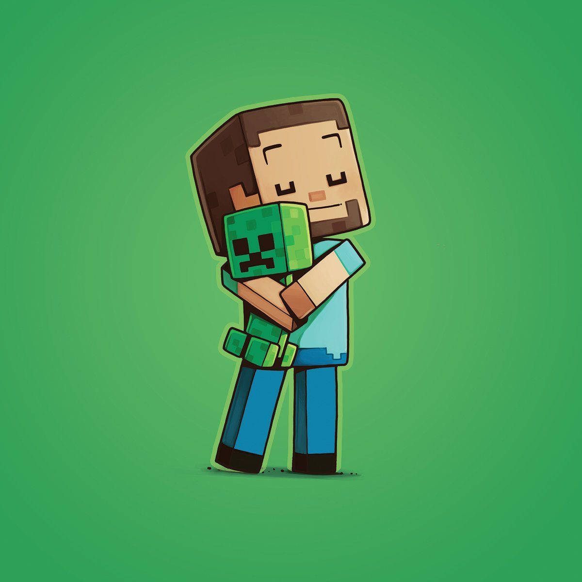 Download Bedste Minecraft Steve Krammer En Creeper Wallpaper Wallpapers Com