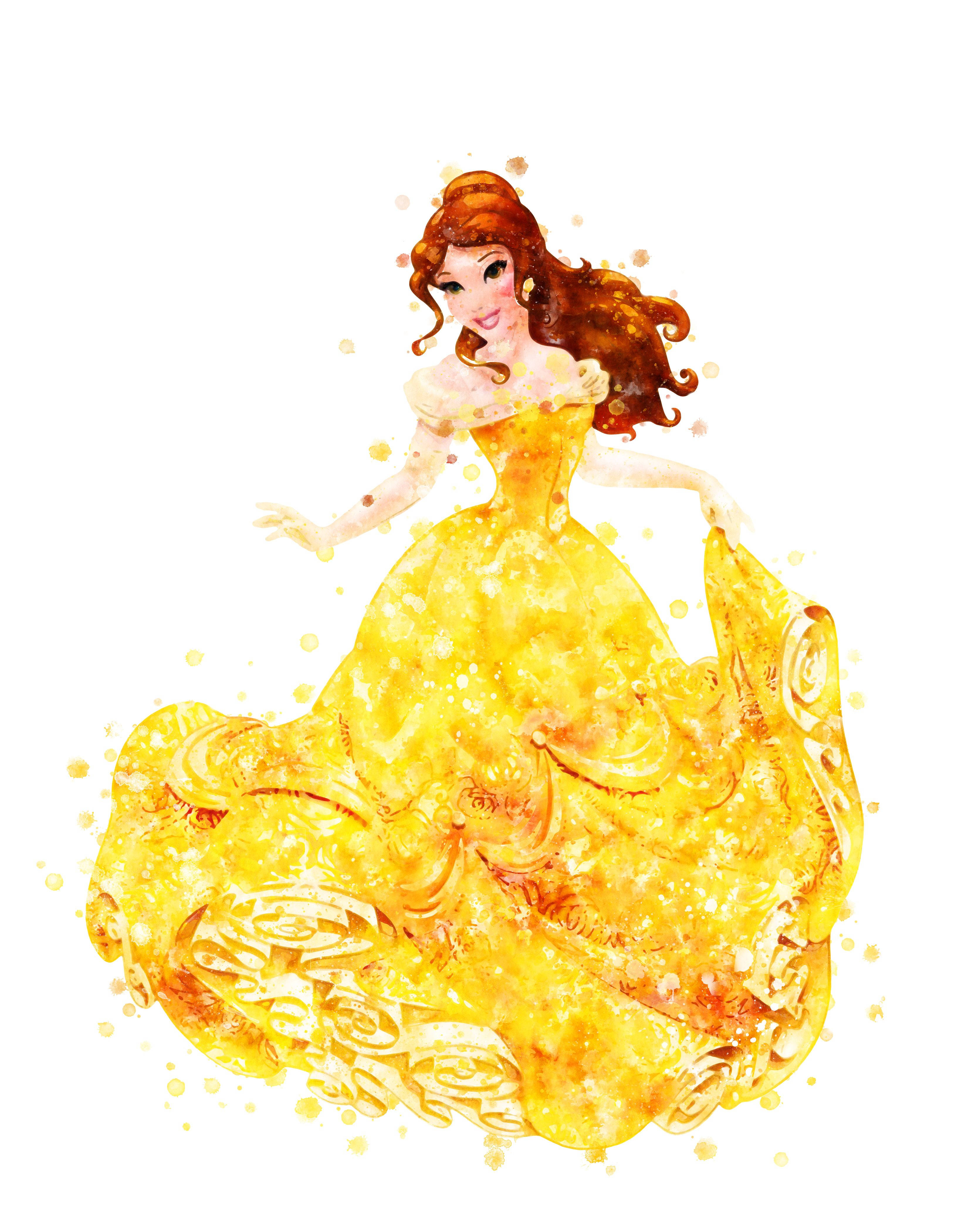 Download Belle In Yellow Watercolor Wallpaper | Wallpapers.com