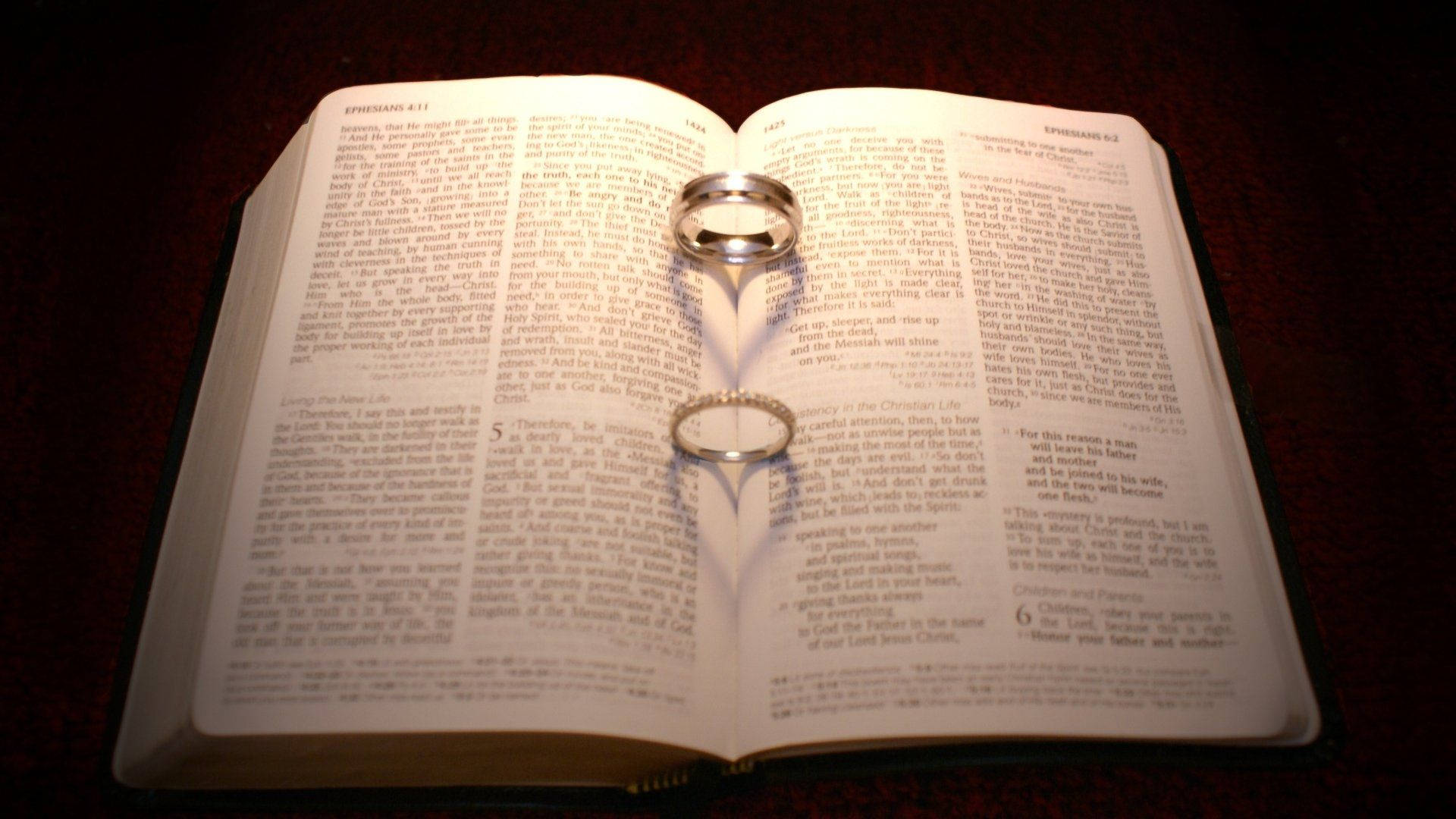 Bible Wedding Ring Shadow Background