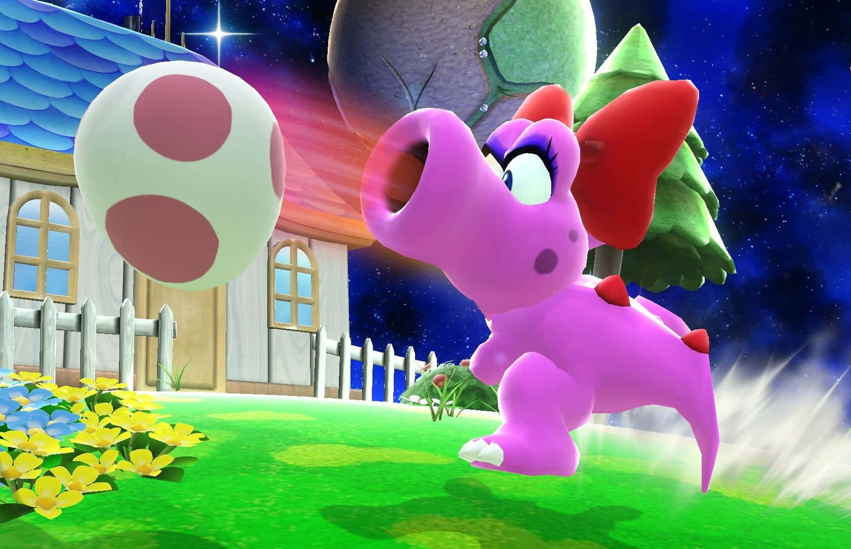 Download Birdo Strikes A Pose Nintendo Character In Vibrant Colors Wallpaper Wallpapers Com