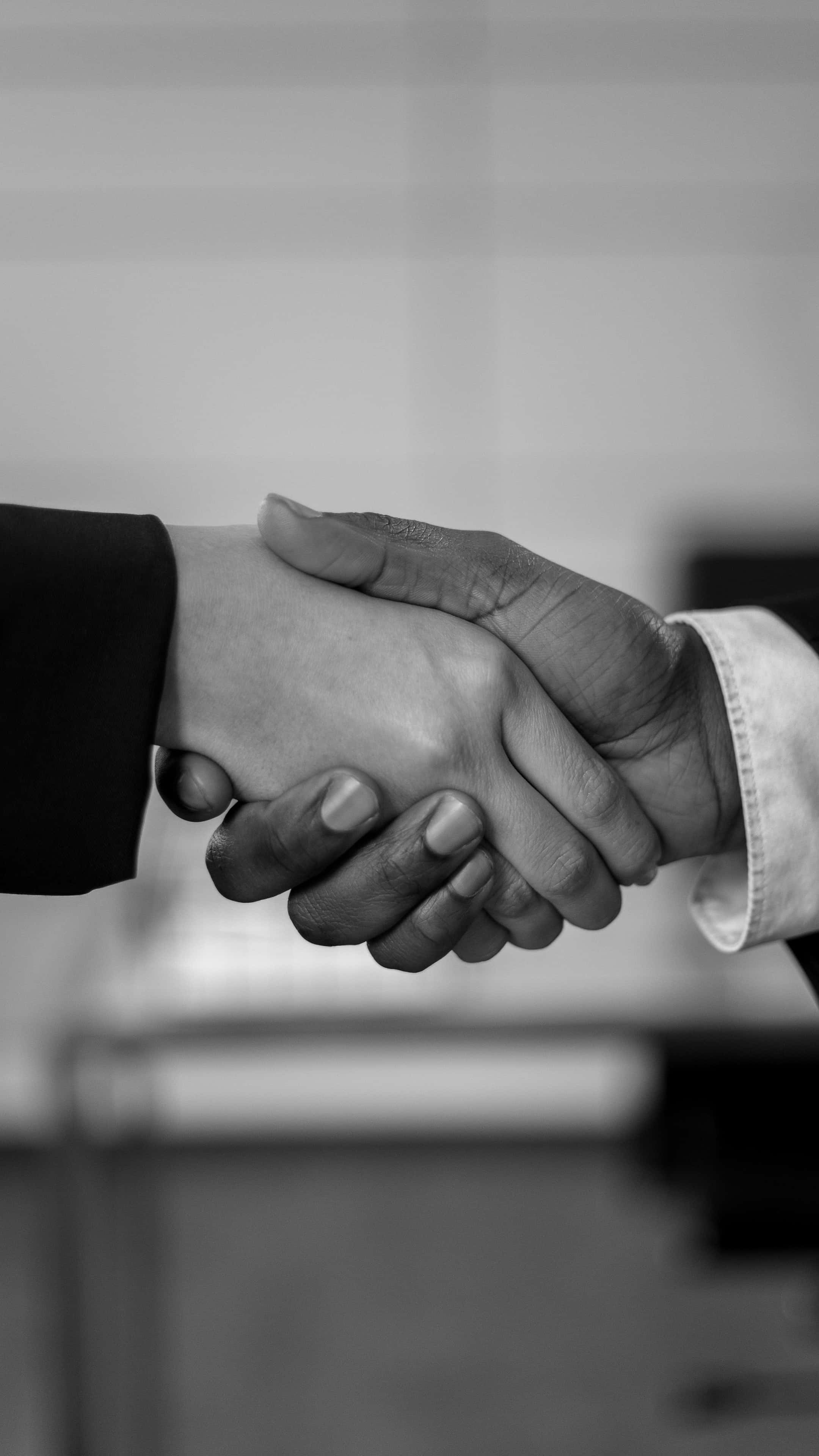 Download Black And White Firm Handshake Wallpaper | Wallpapers.com