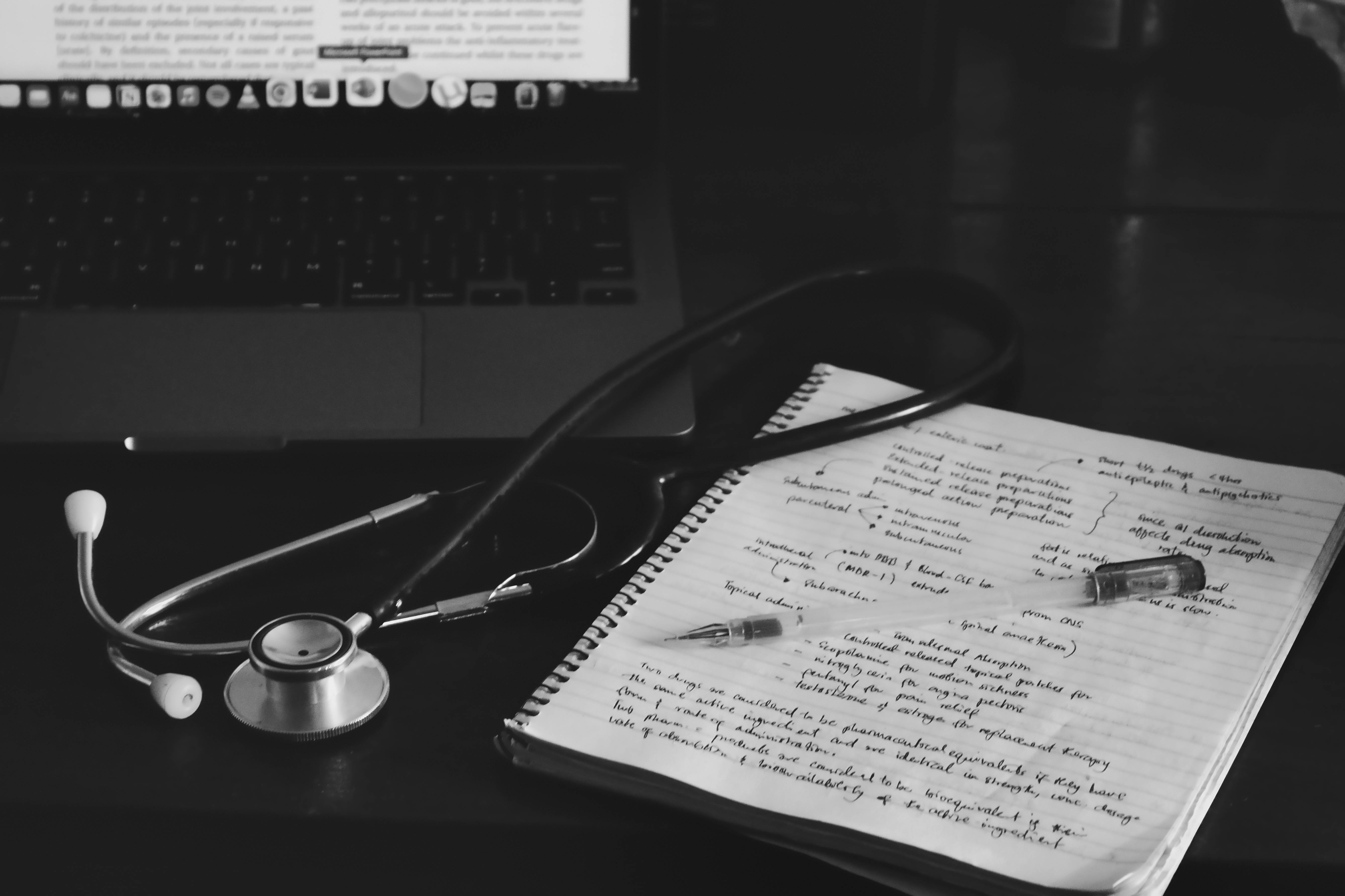 Download Black-and-white Stethoscope Wallpaper 