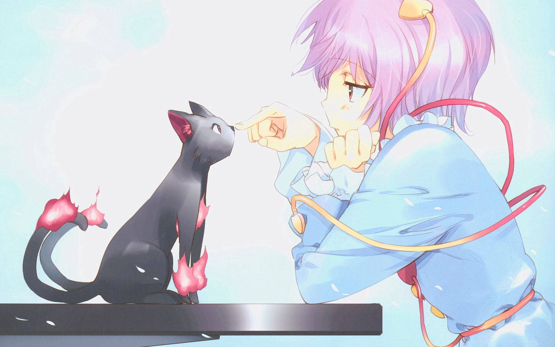 Black Cat And Sad Girl Animated Background