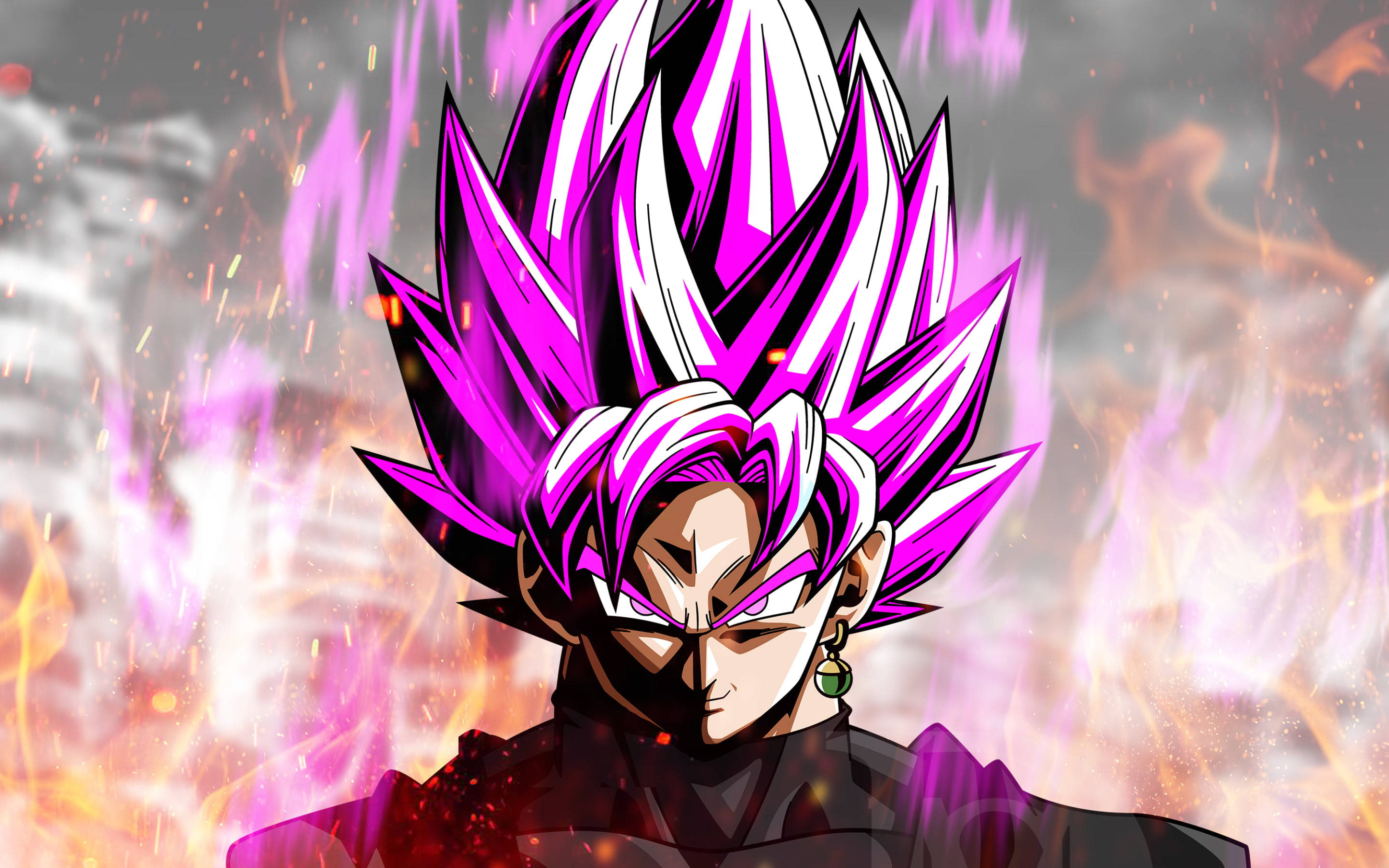 Download Black Goku Rose 4k Pink Orange Energy Wallpaper 