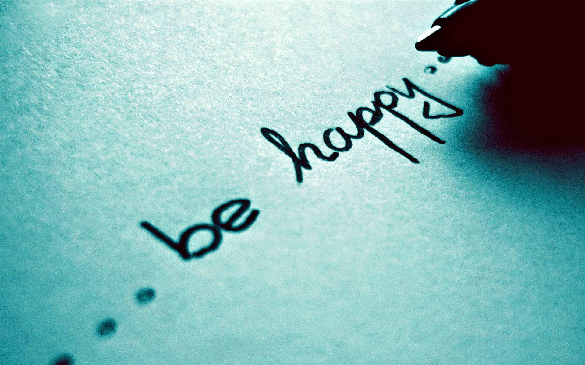 Black Ink Be Happy Text Background