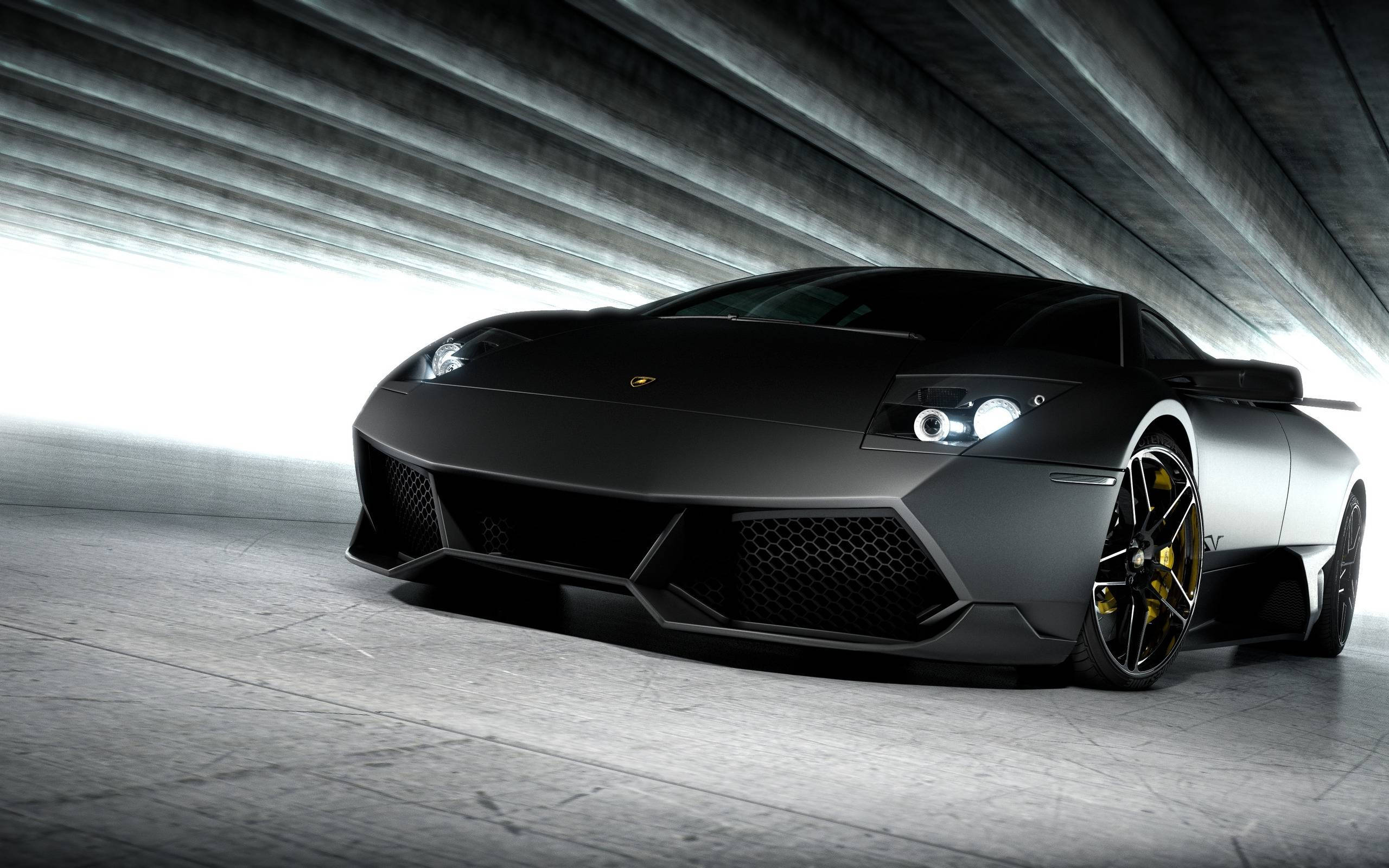 Black Lamborghini Murcielago Front View Background