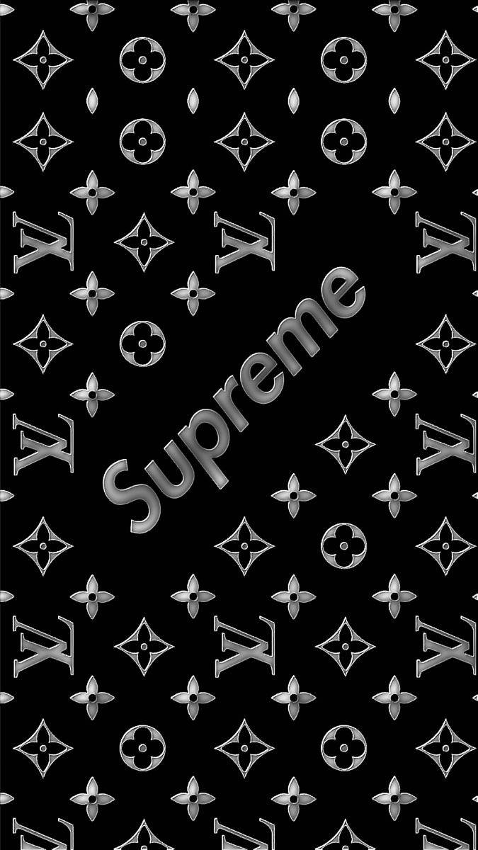Download Black Supreme With Lv Logo Wallpaper | Wallpapers.com