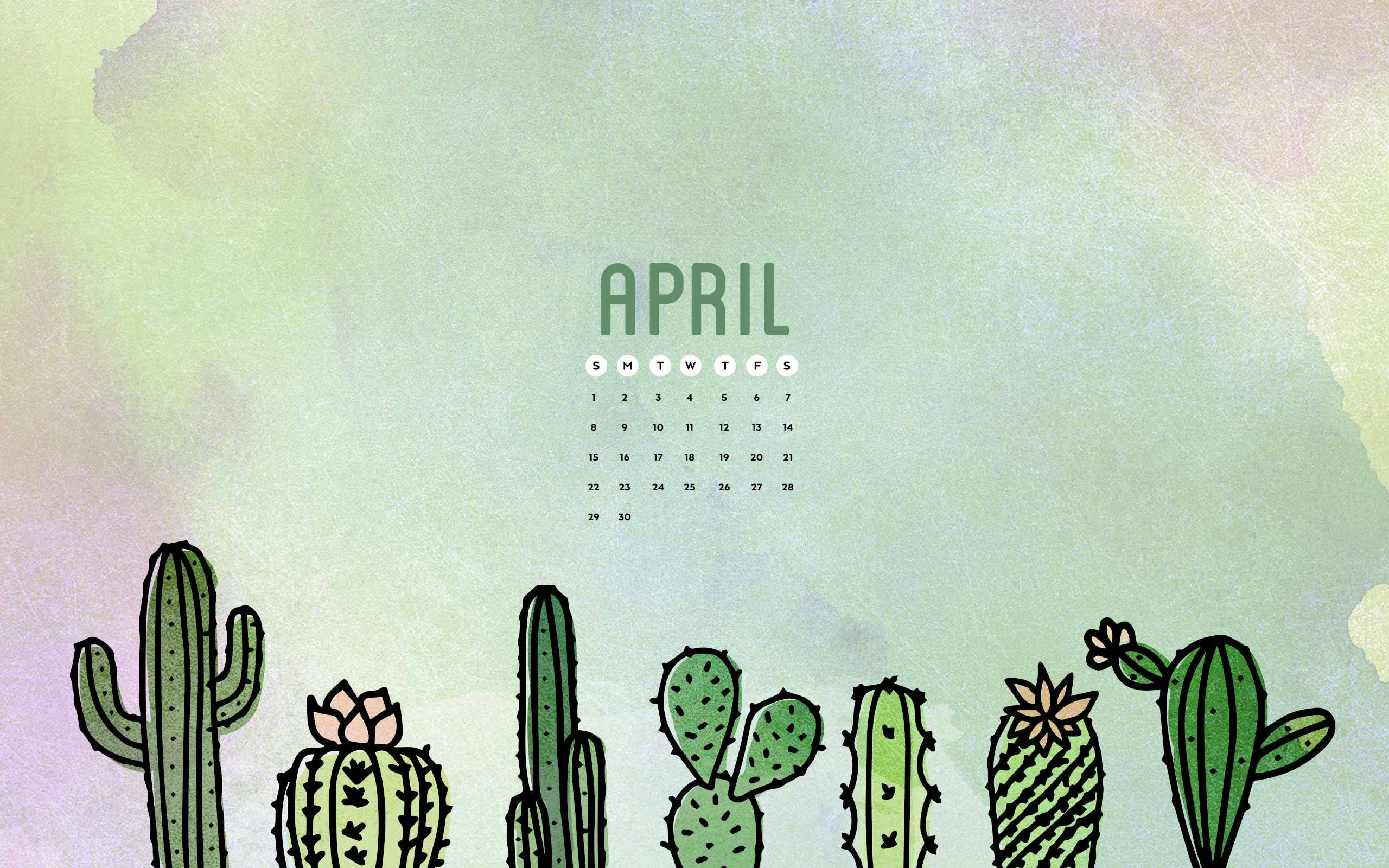Blue Aesthetic April With Cute Cactus Background