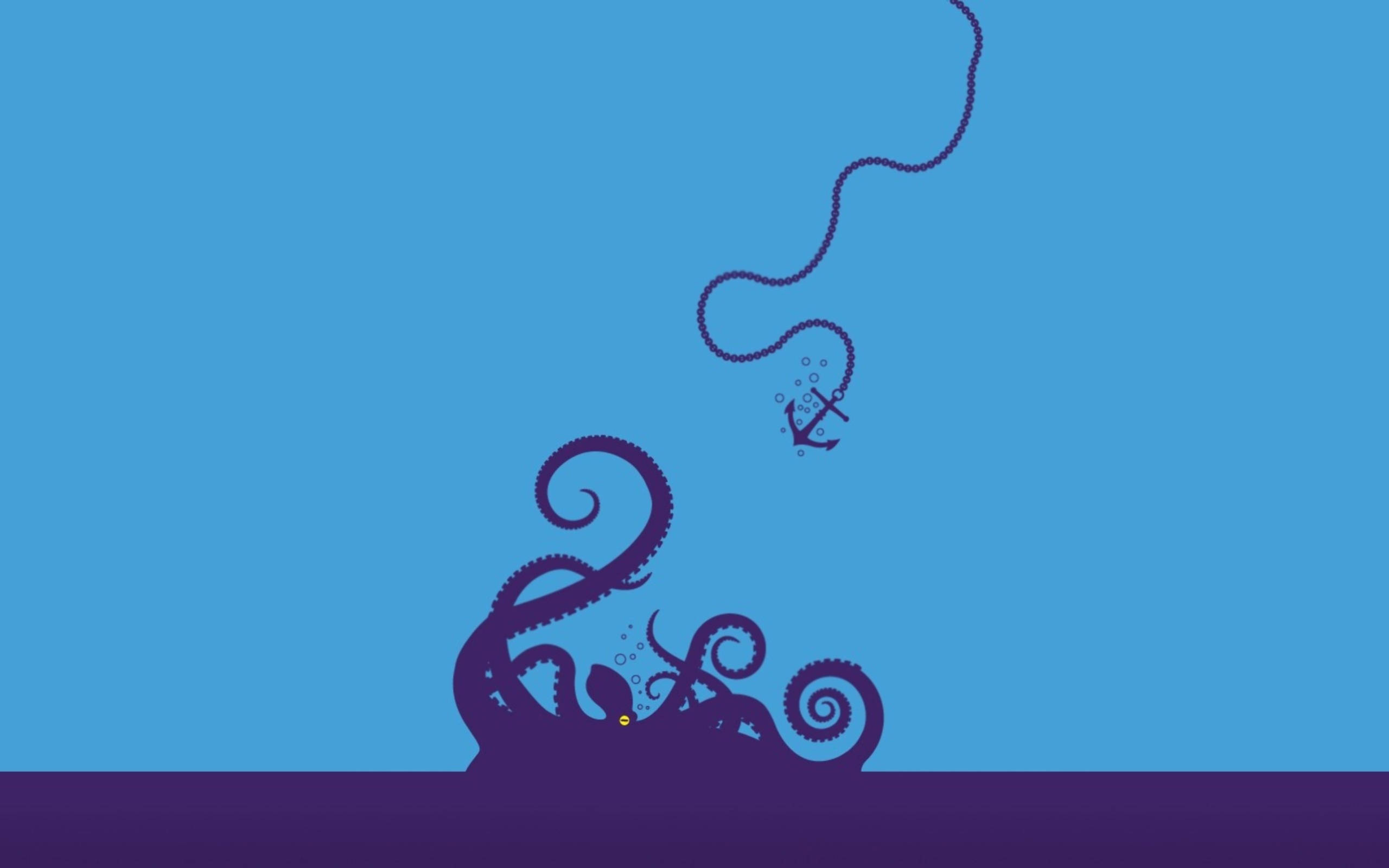 Bluish Octopus Anchor Art Background