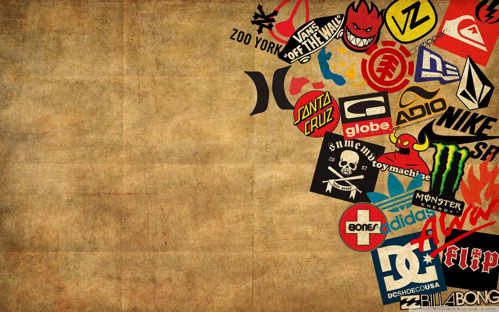 Brand Logos On Grunge Brown Background