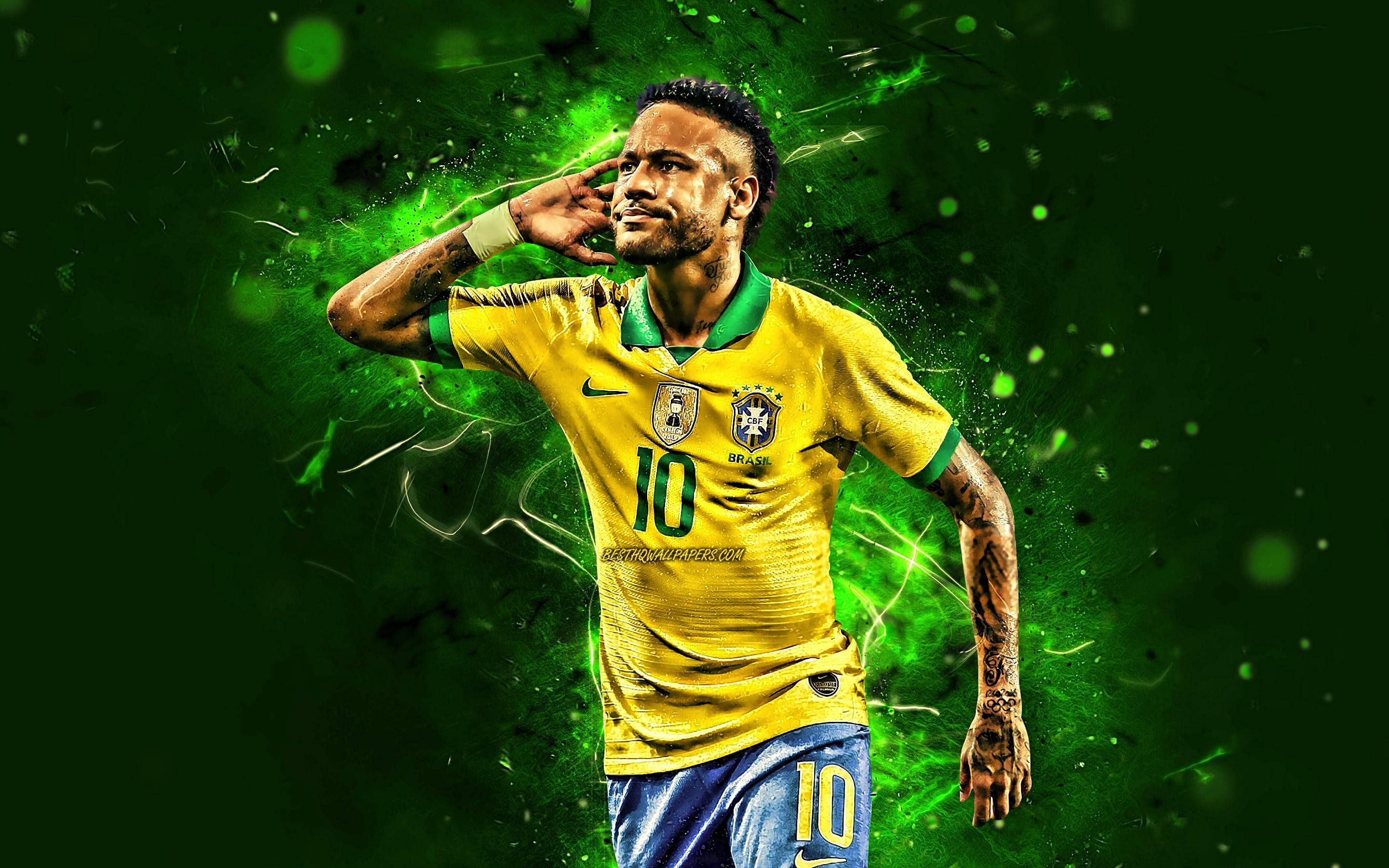 Download Brazil National Football Team Neymar Neon Green Wallpaper ...