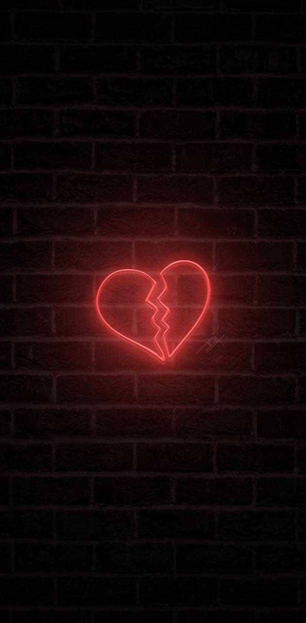Download Brick Wall With Broken Heart Black Wallpaper 