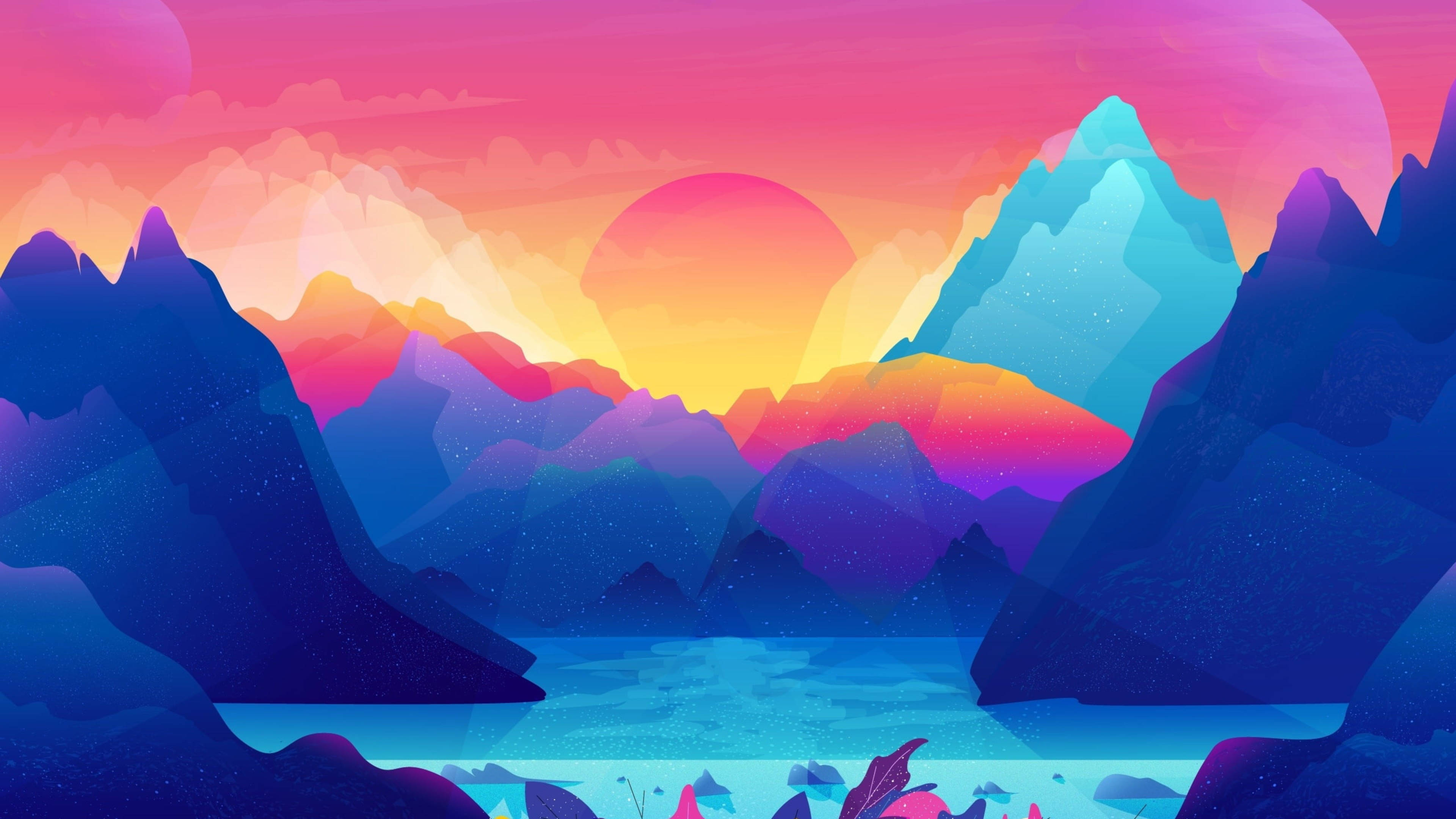 Download Bright Mountain Art 4k Pc Wallpaper 