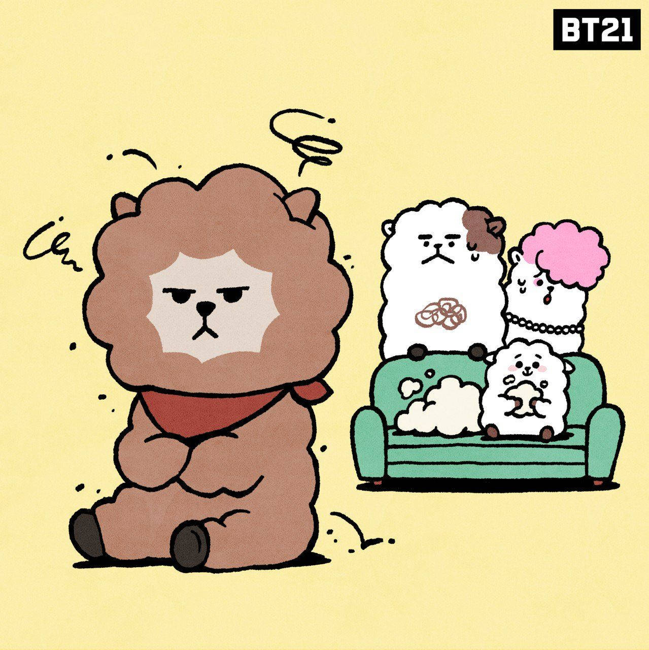 Download Brown Rj Bt21 With His Family Wallpaper Wallpapers Com