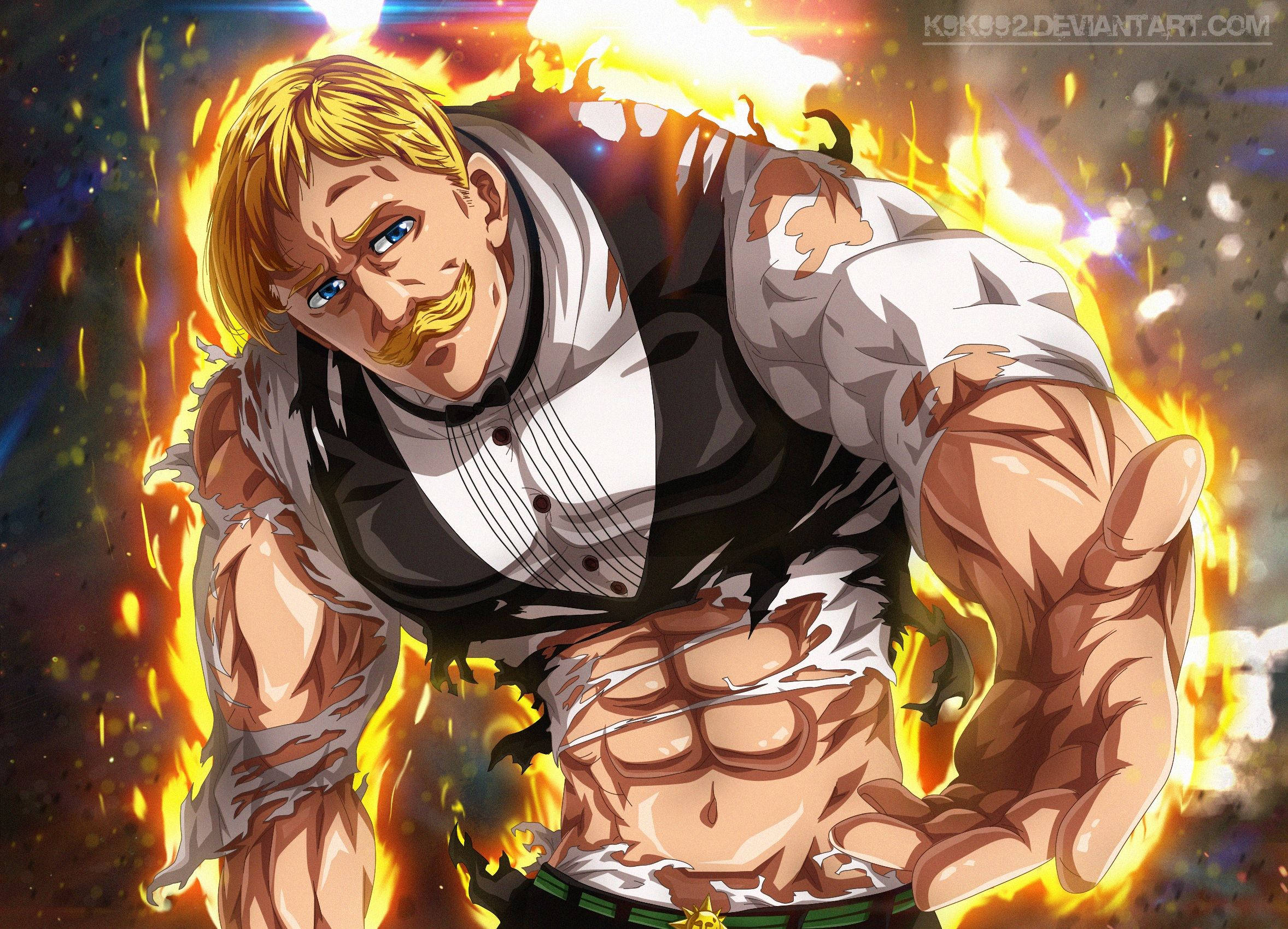 Burning Escanor Anime Poster Background